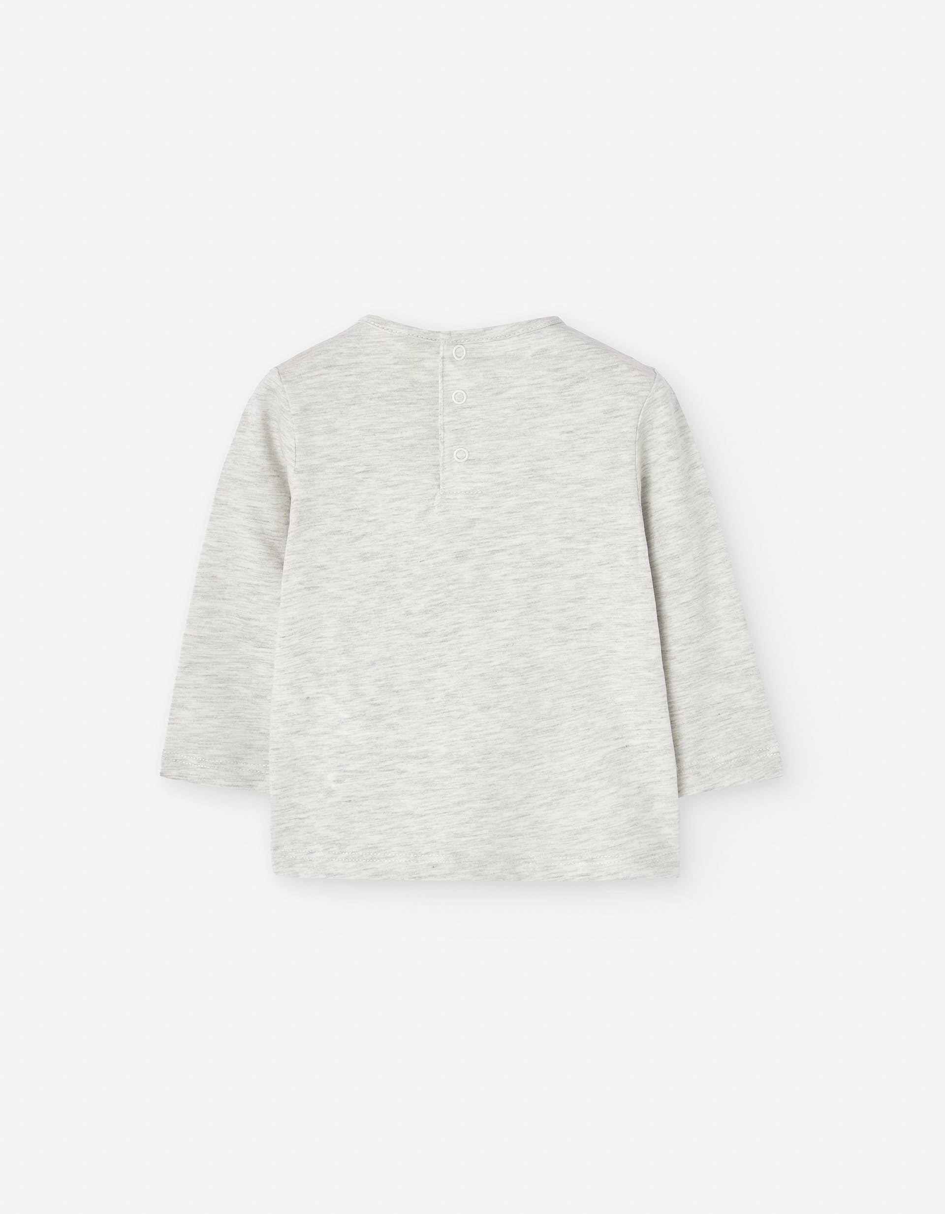 Long sleeve cotton T-shirt with print for baby girls, light grey