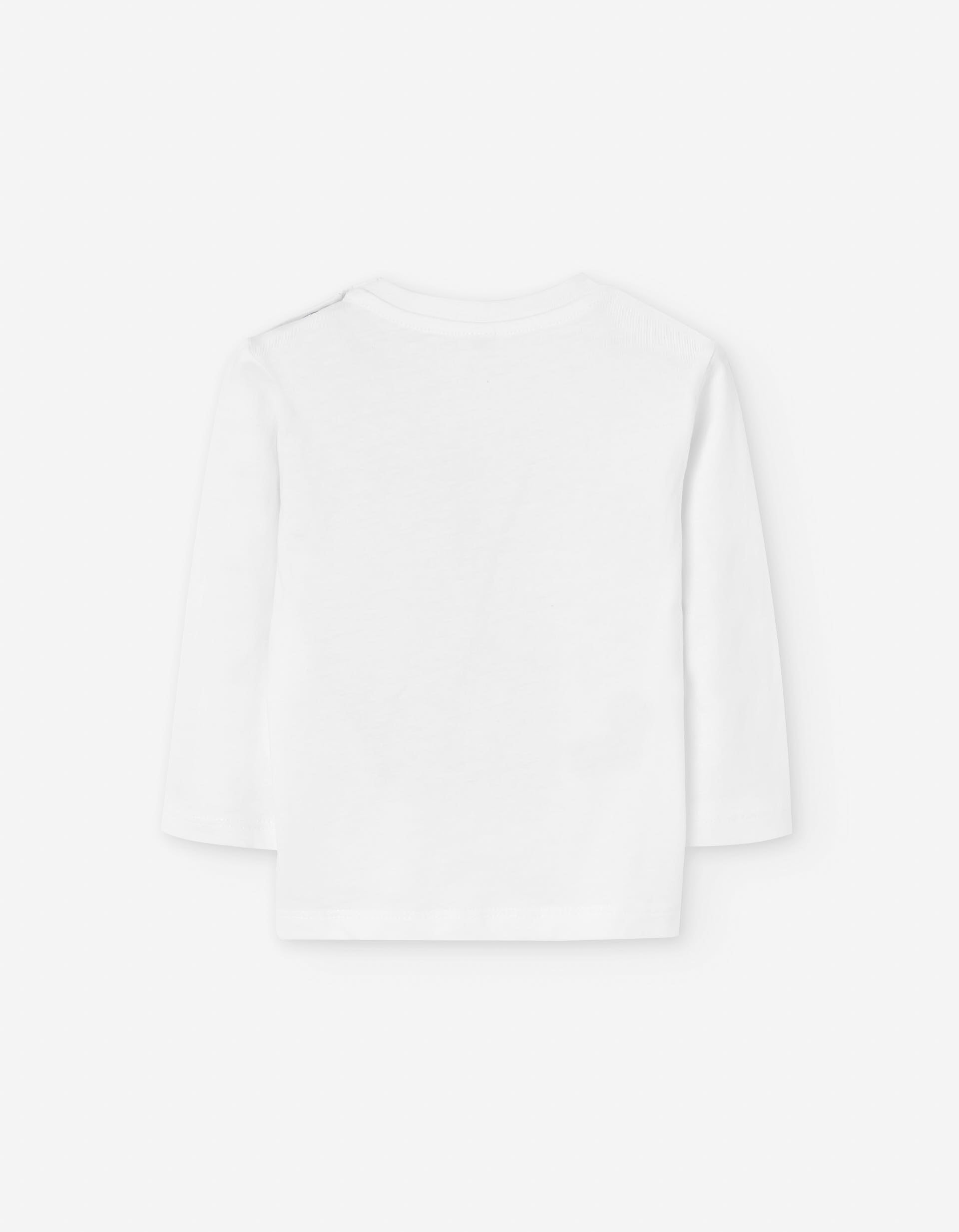 Long sleeve cotton t-shirt with monkey print for baby boys, white