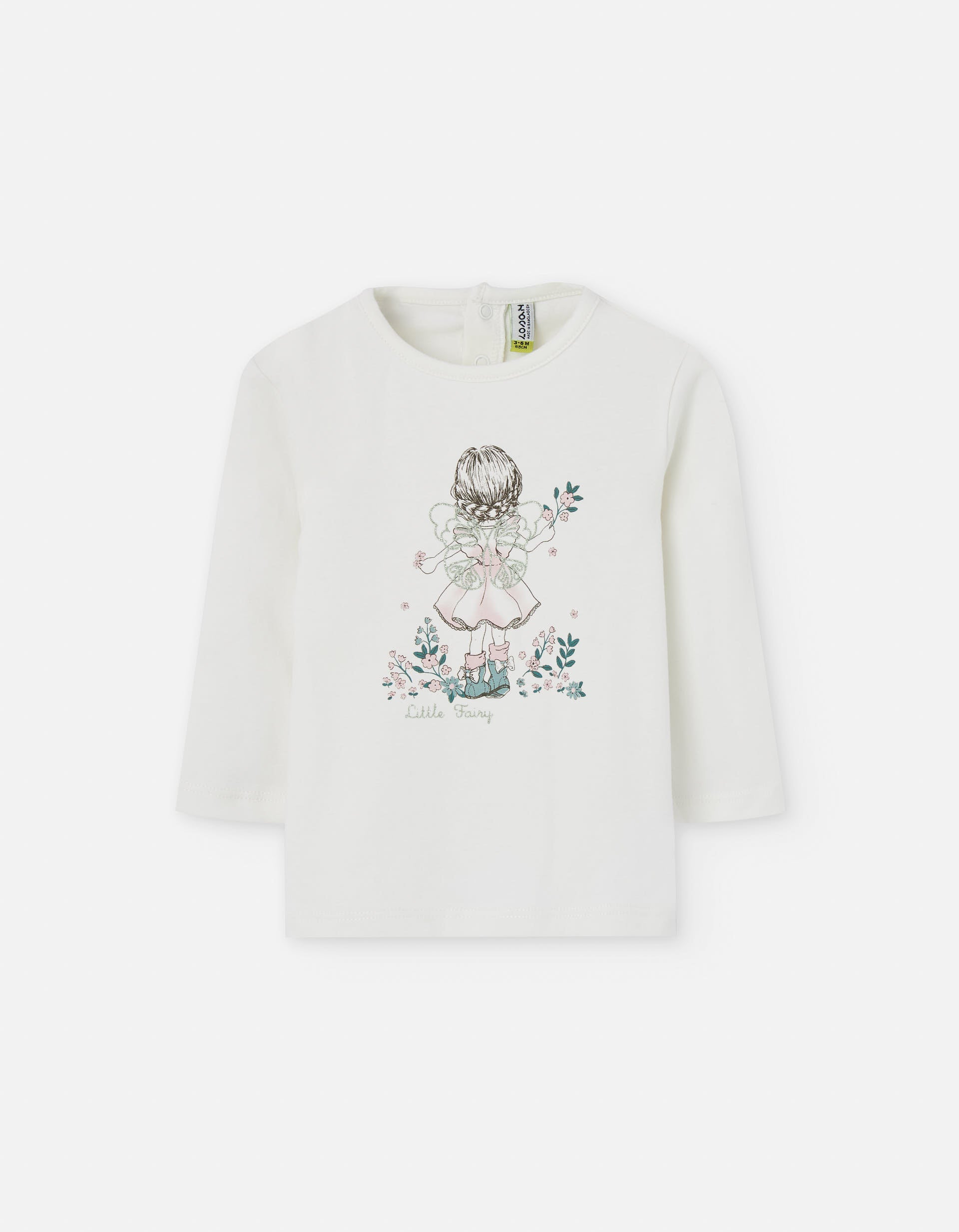 Long sleeve T-shirt with fairy print for baby girls, white