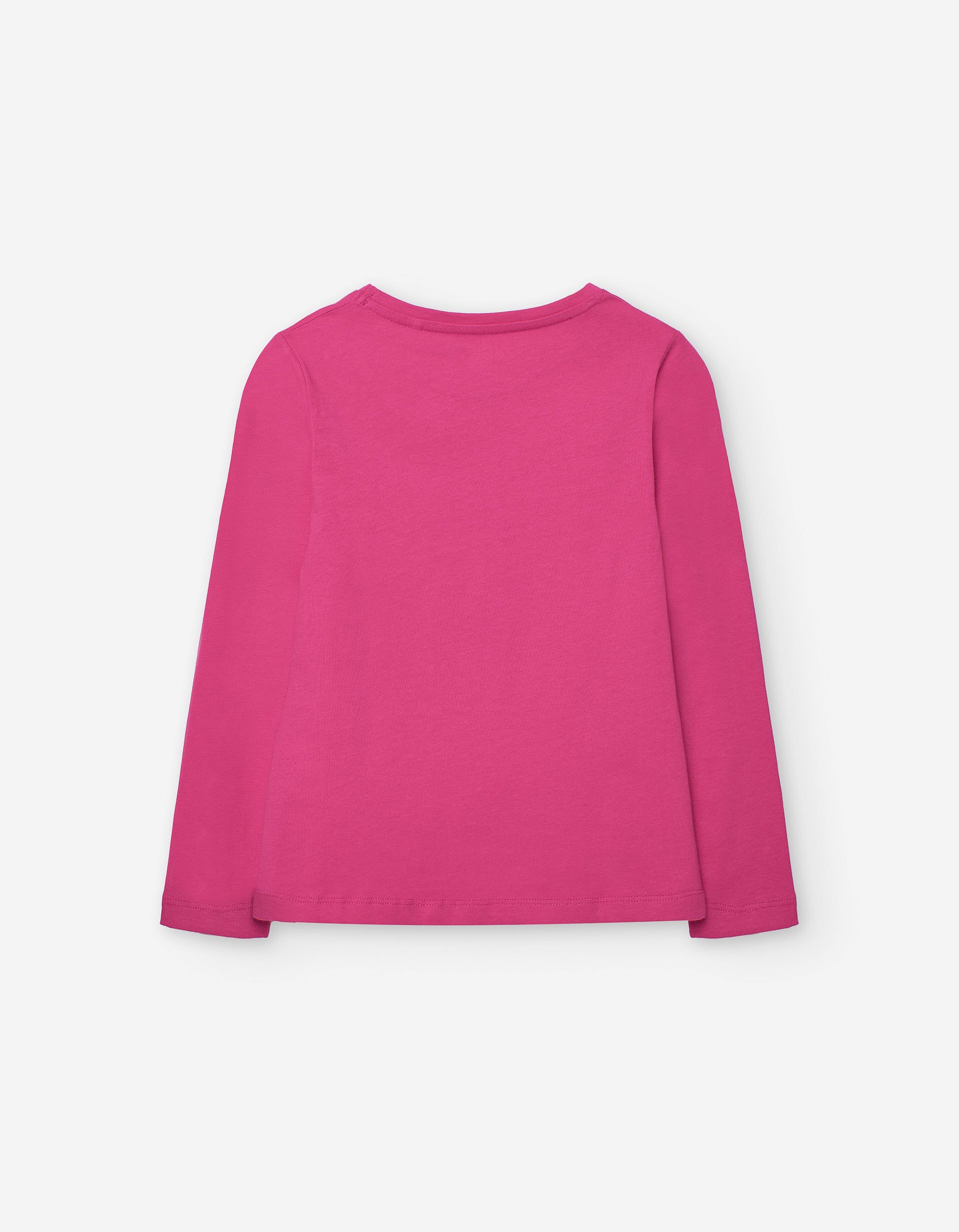 Long sleeve cotton T-shirt with a leopard front print for girls, pink