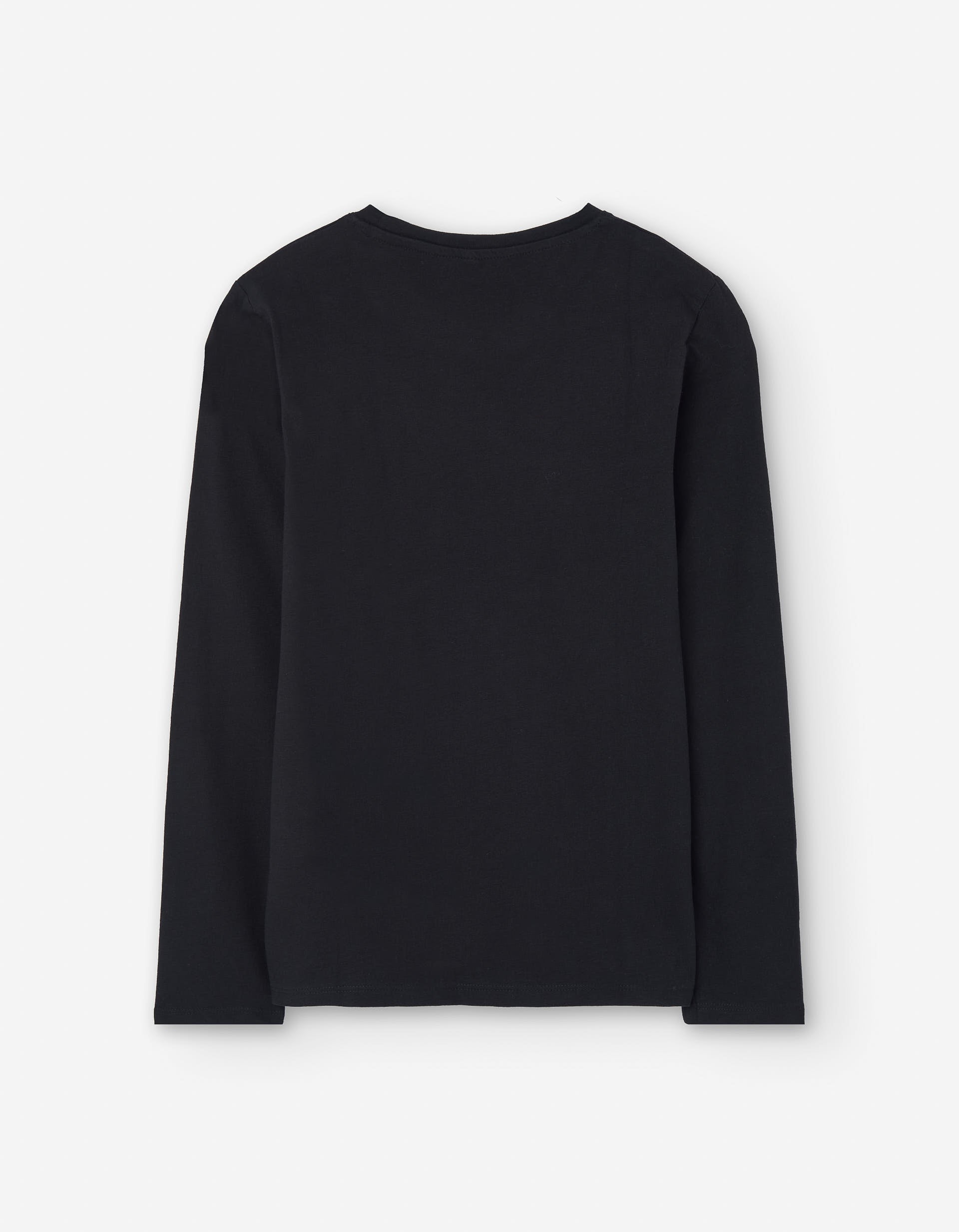 Long sleeve cotton T-shirt with printed bows for girls, black