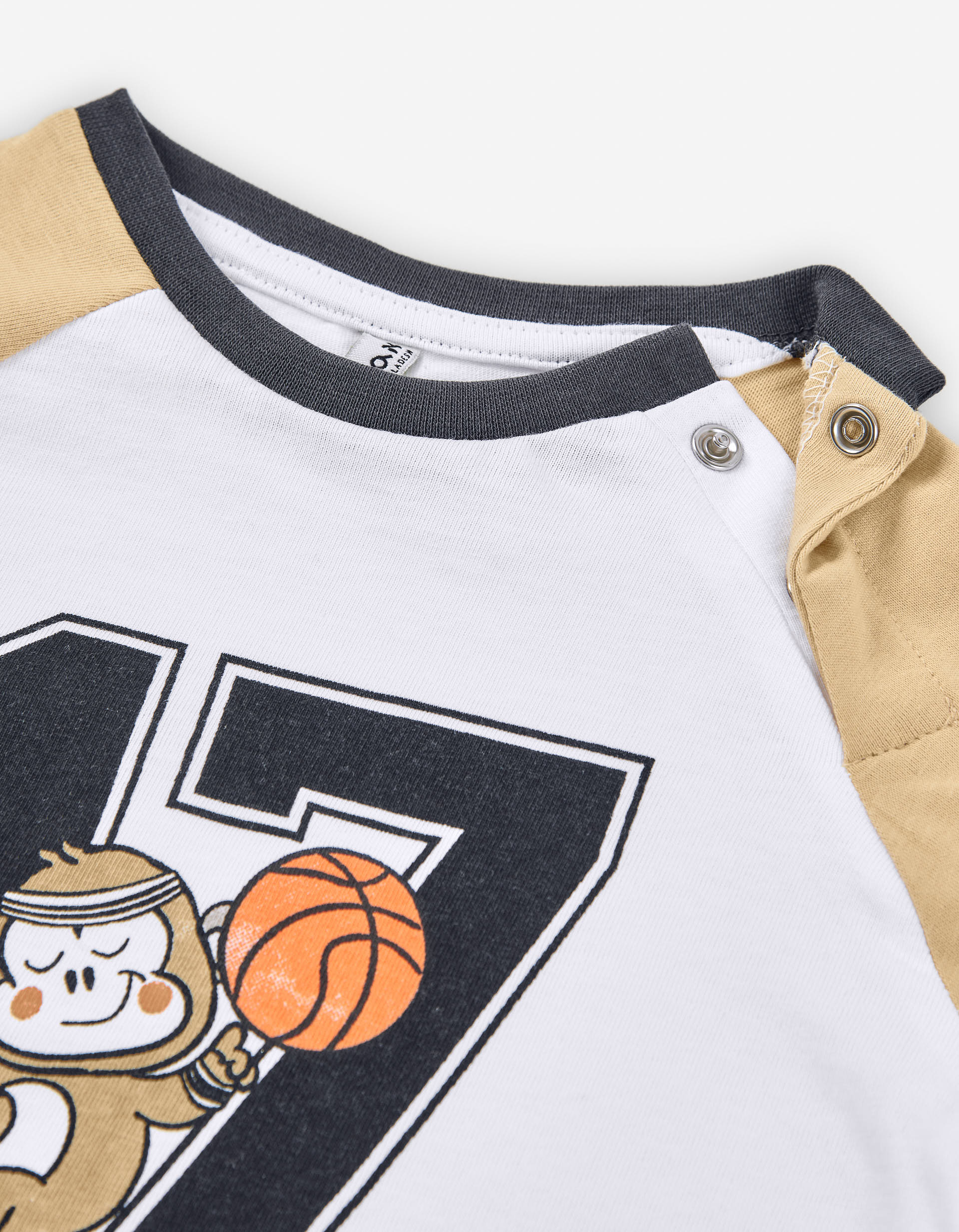 Long sleeve cotton T-shirt with monkey print for baby boys, multicolour