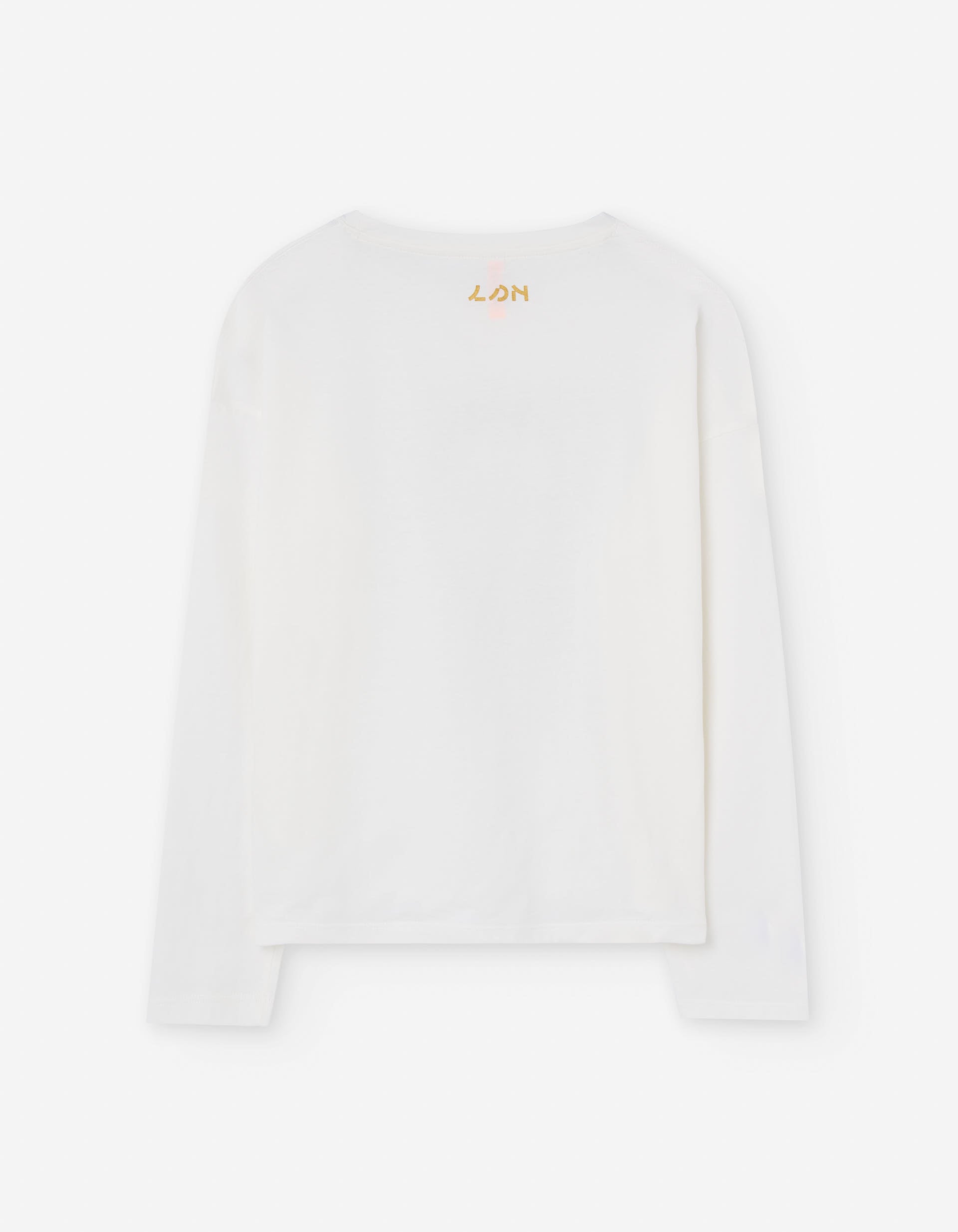 Long sleeve cotton T-shirt with True Love print for girls, white