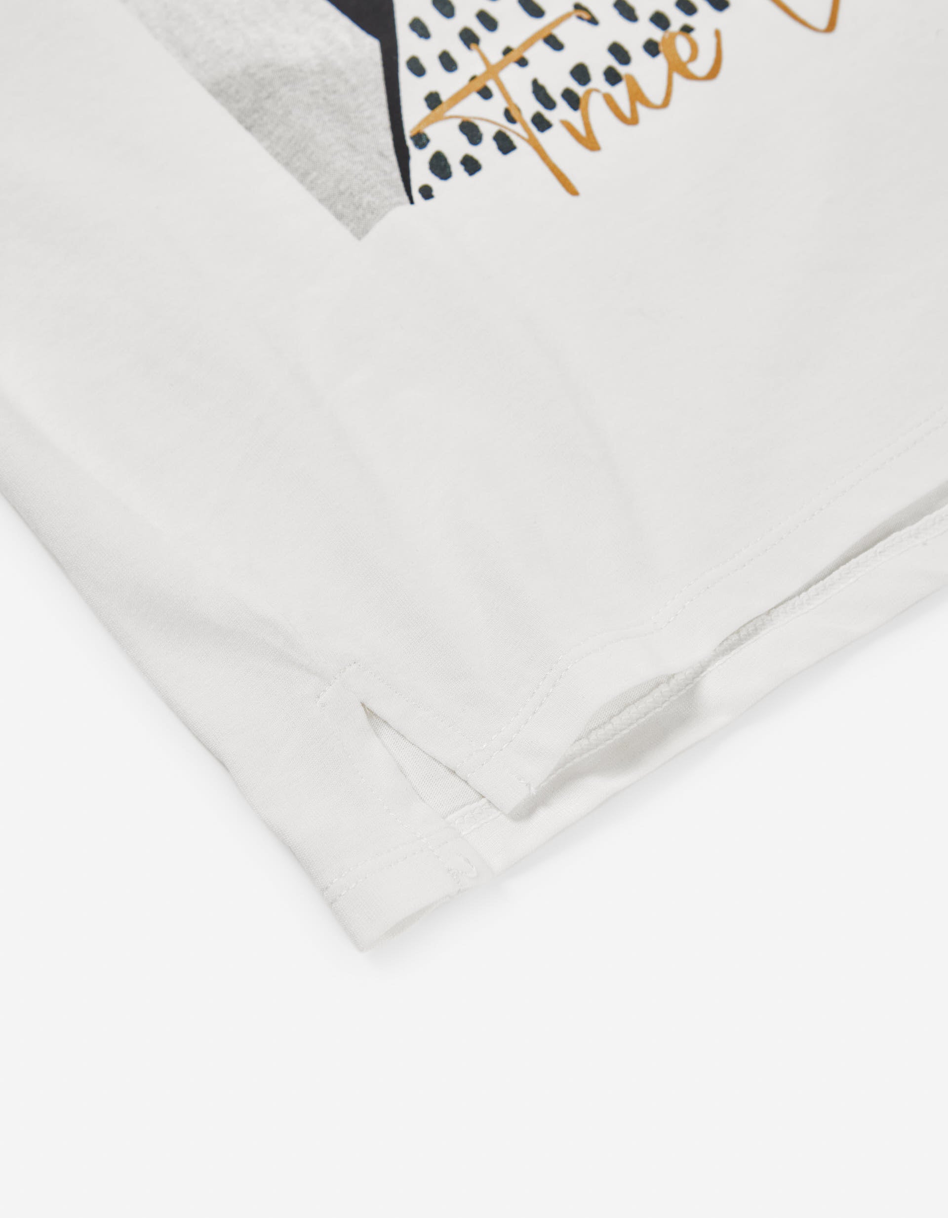 Long sleeve cotton T-shirt with True Love print for girls, white