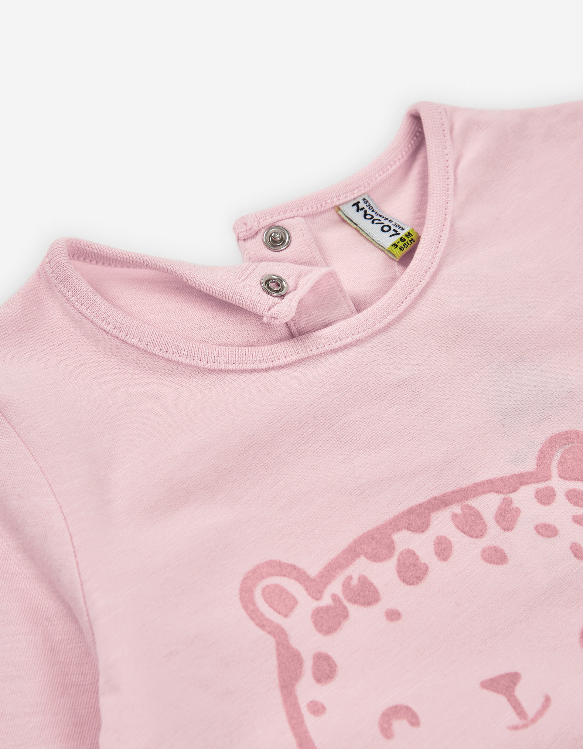 Long sleeve cotton T-shirt with 'big hug' print for baby girls, pink