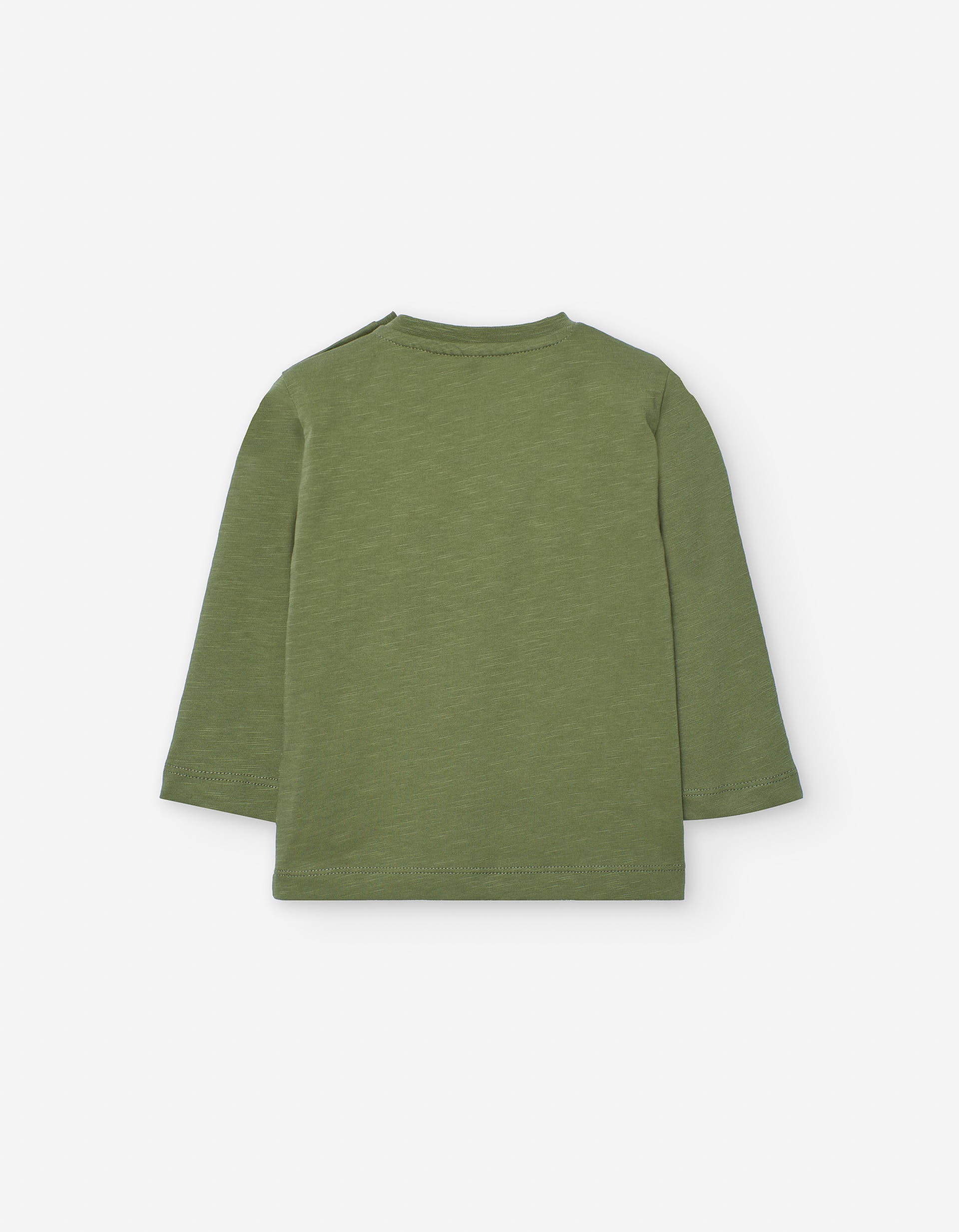 Long sleeve slub cotton T-shirt with tiger print for baby boys, green