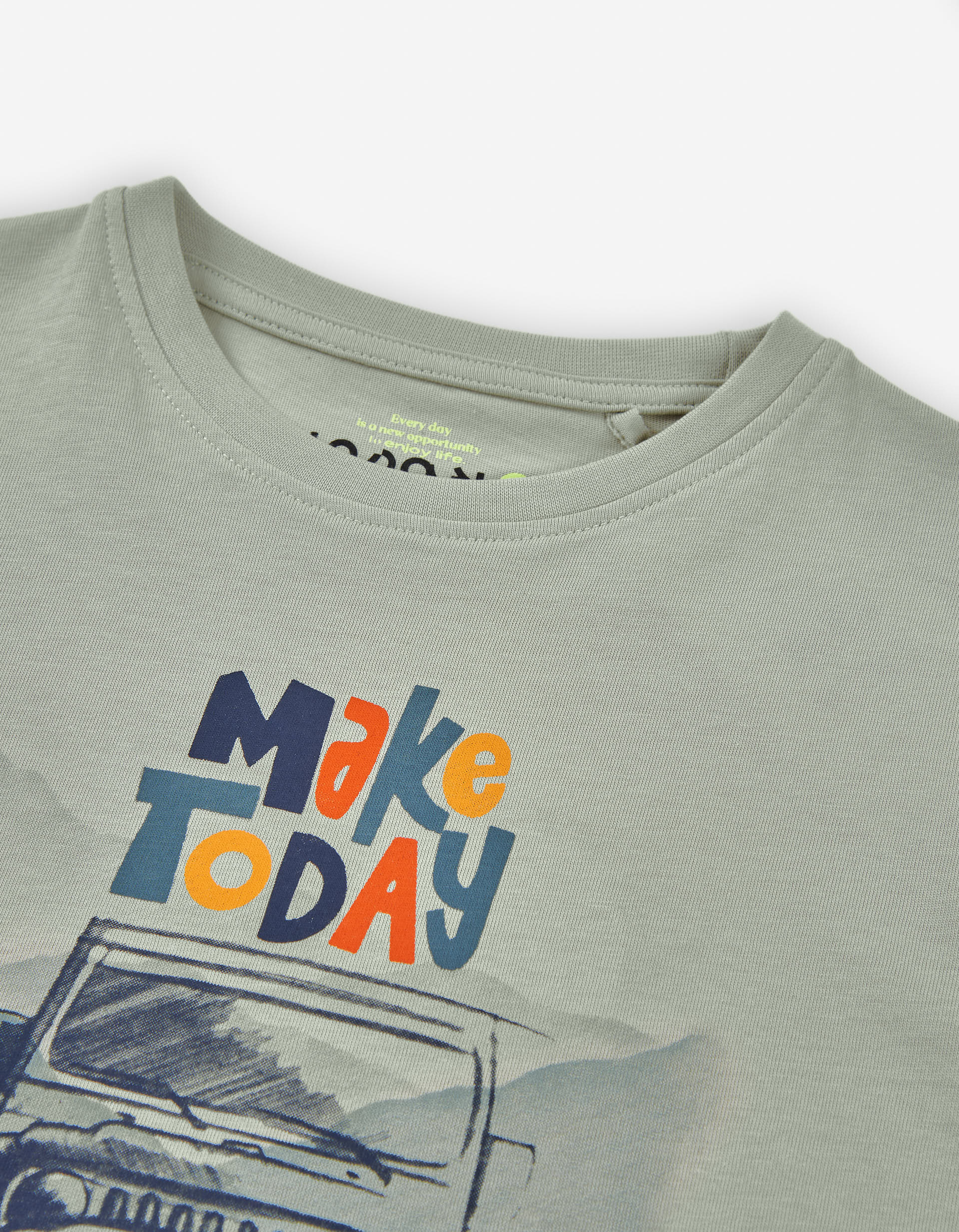 Long sleeve cotton T-shirt with Make Today Great print for boys, grey