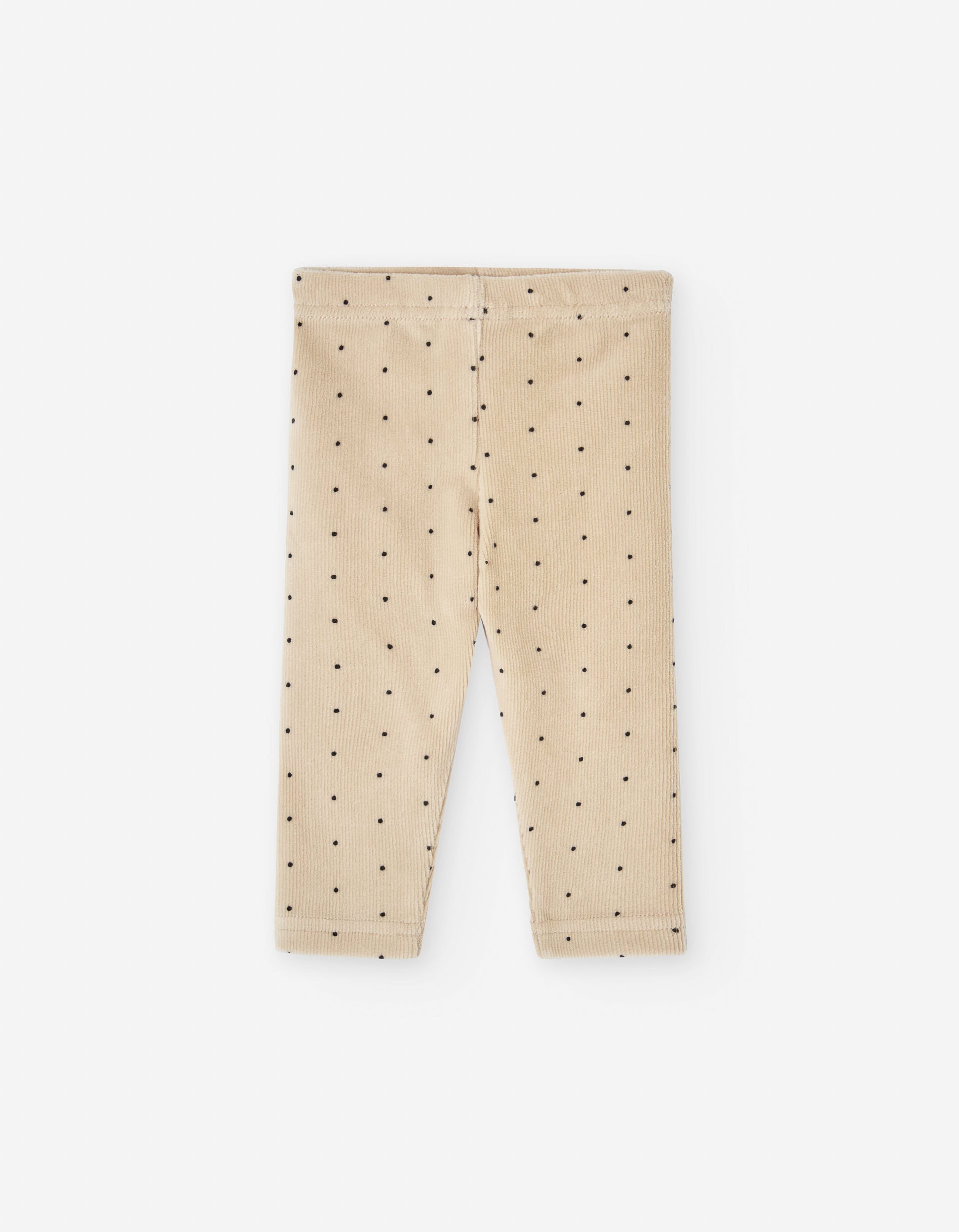Corduroy leggings with polka dot pattern for baby girls, beige