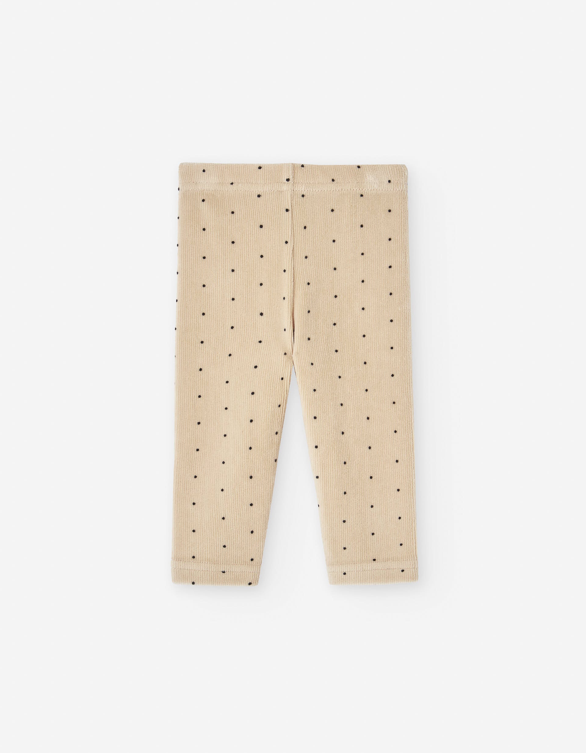 Corduroy leggings with polka dot pattern for baby girls, beige