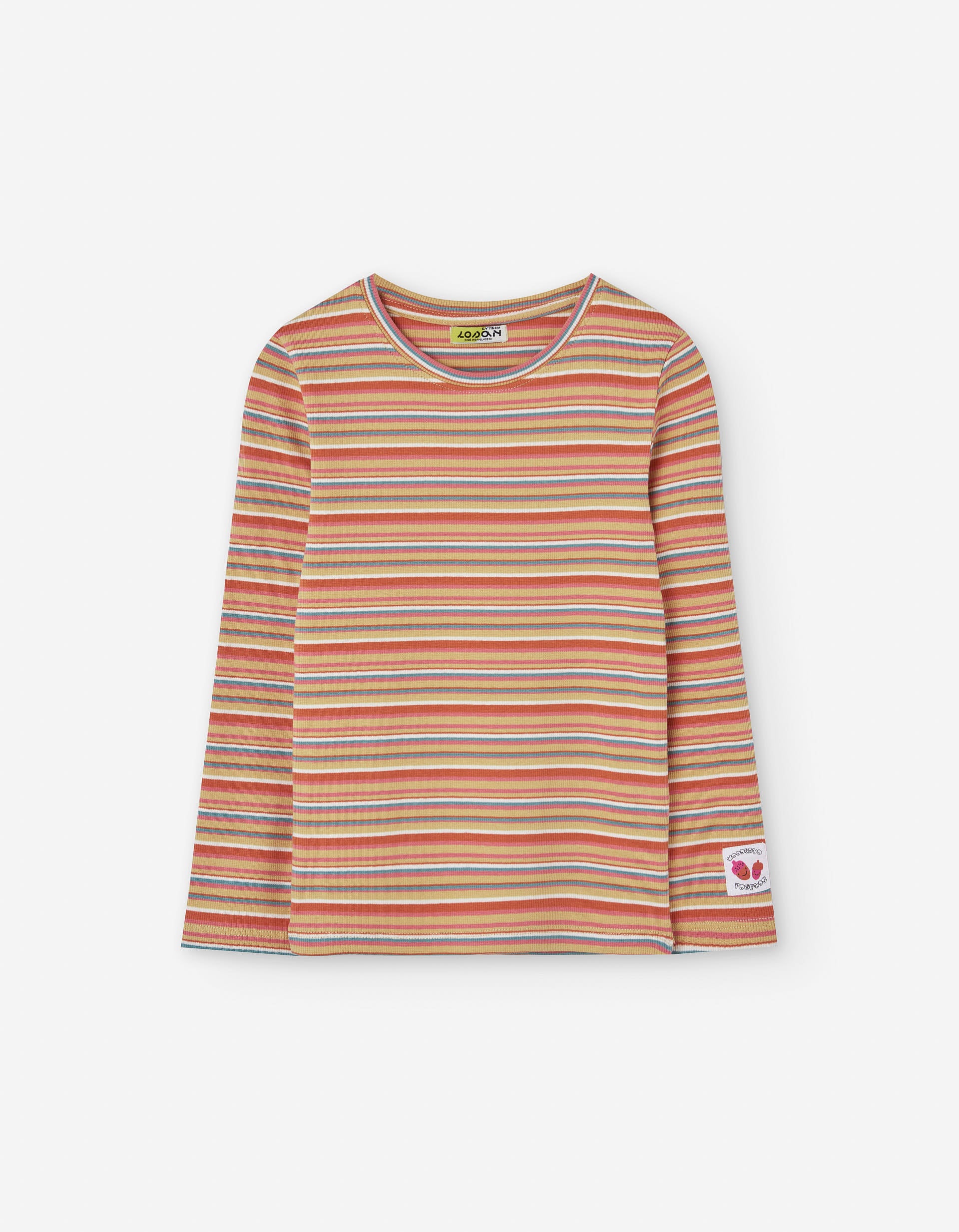 Long sleeve ribbed T-shirt for girls, multicolour