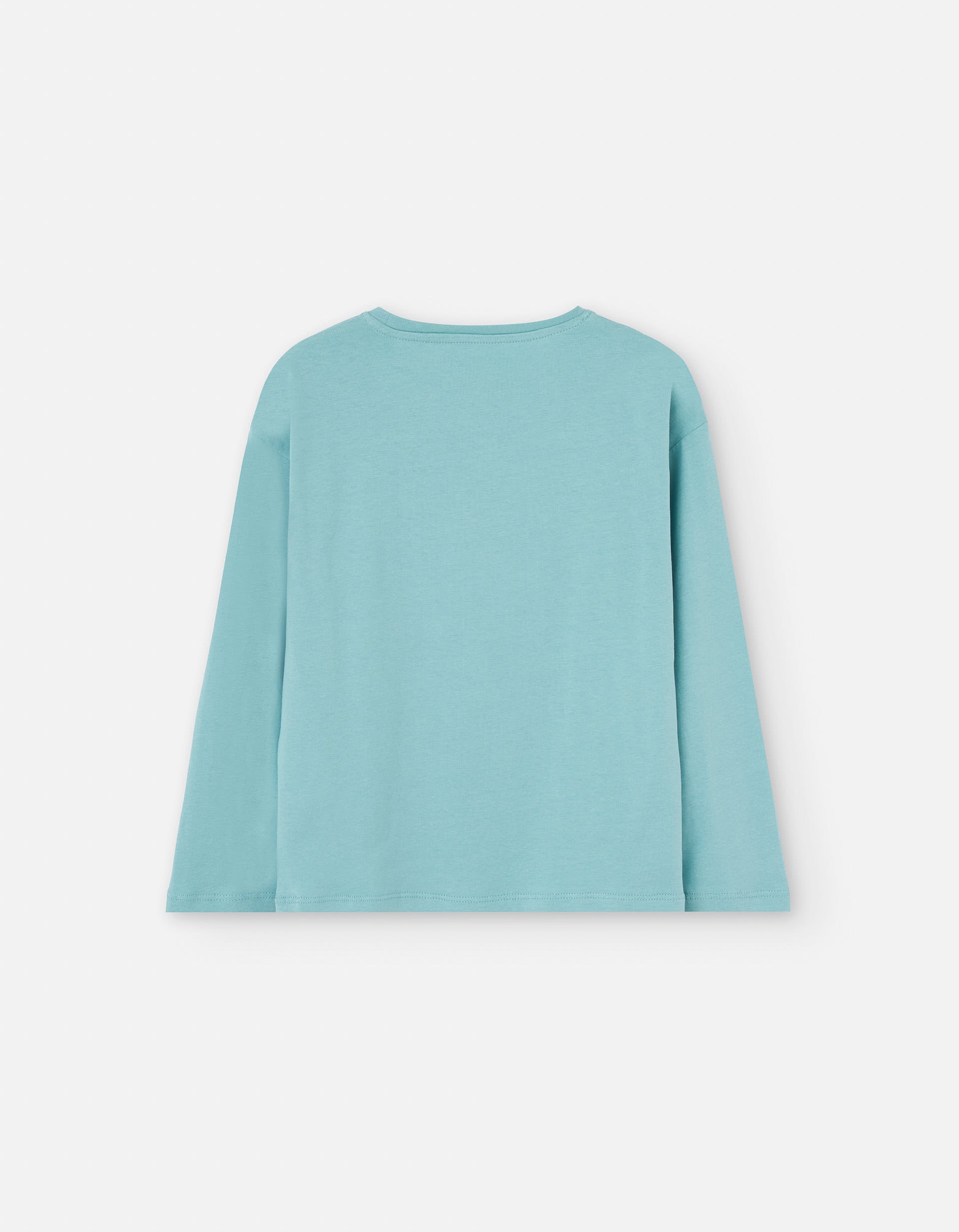 Long sleeve cotton T-shirt with 'woodland' print for girls, light blue