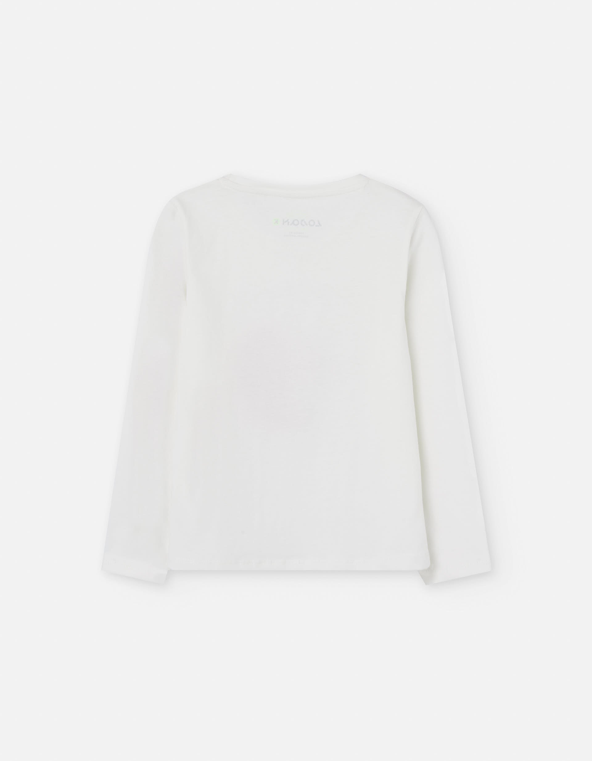 T-shirt de manga comprida de algodão 'esquilo' para menina, branco