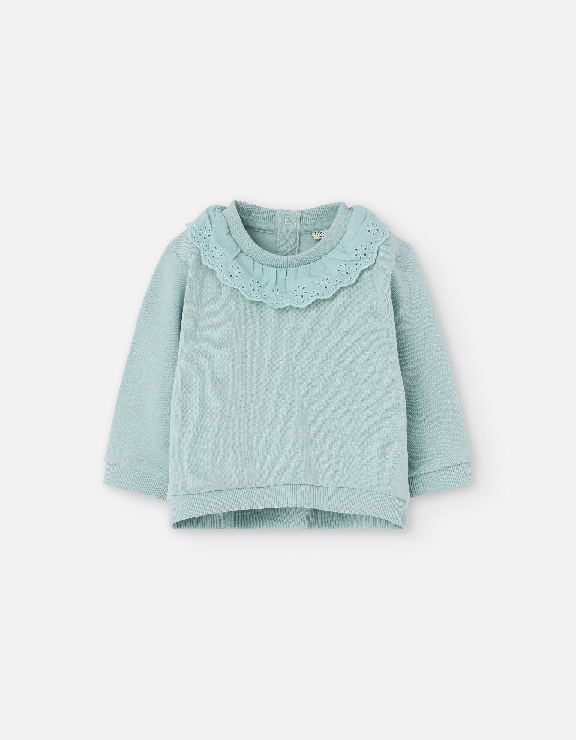 Sweat cardada com bordado suíço para bebé menina, verde