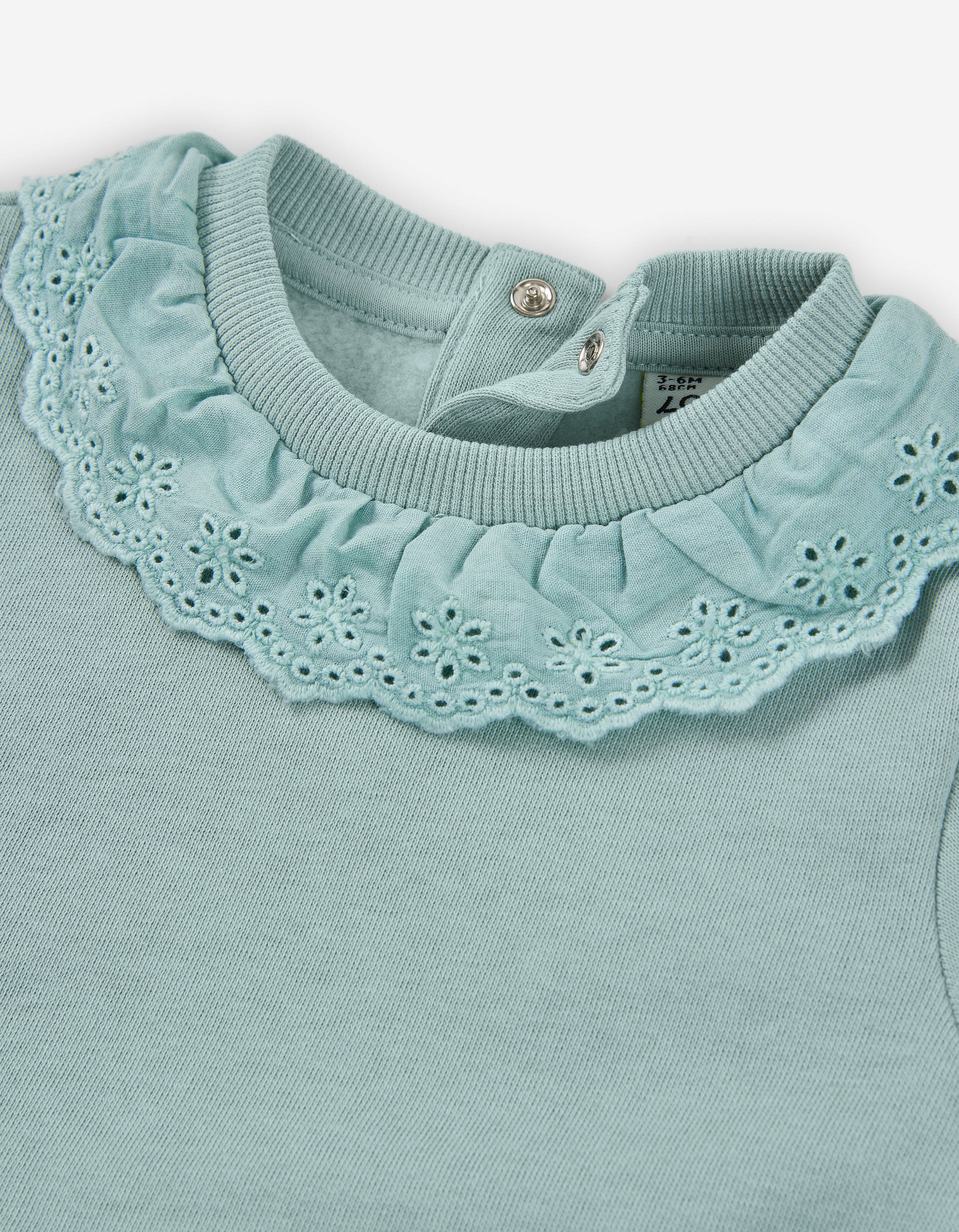 Sweat cardada com bordado suíço para bebé menina, verde