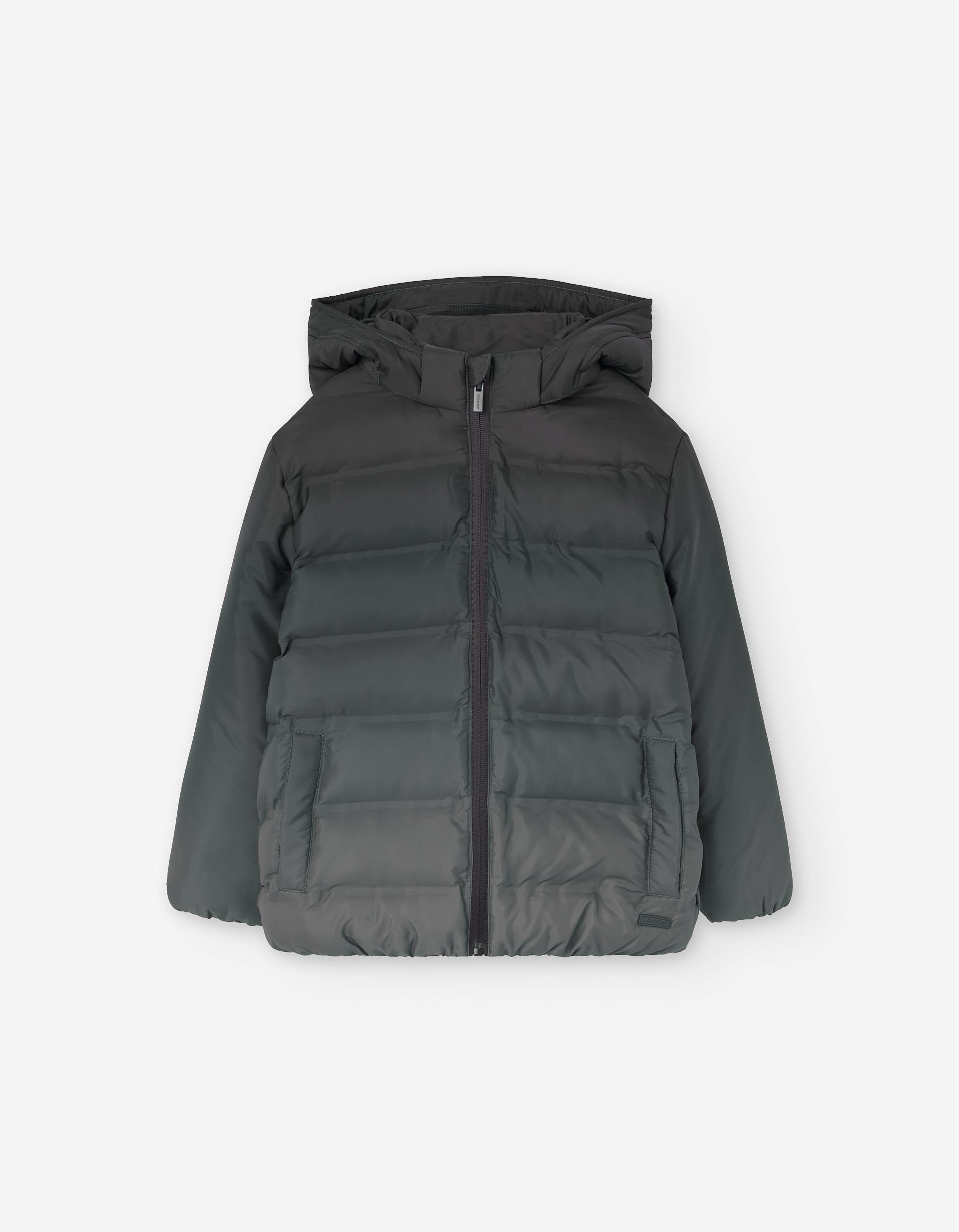Hooded padded jacket with fleece lining for boys, grey