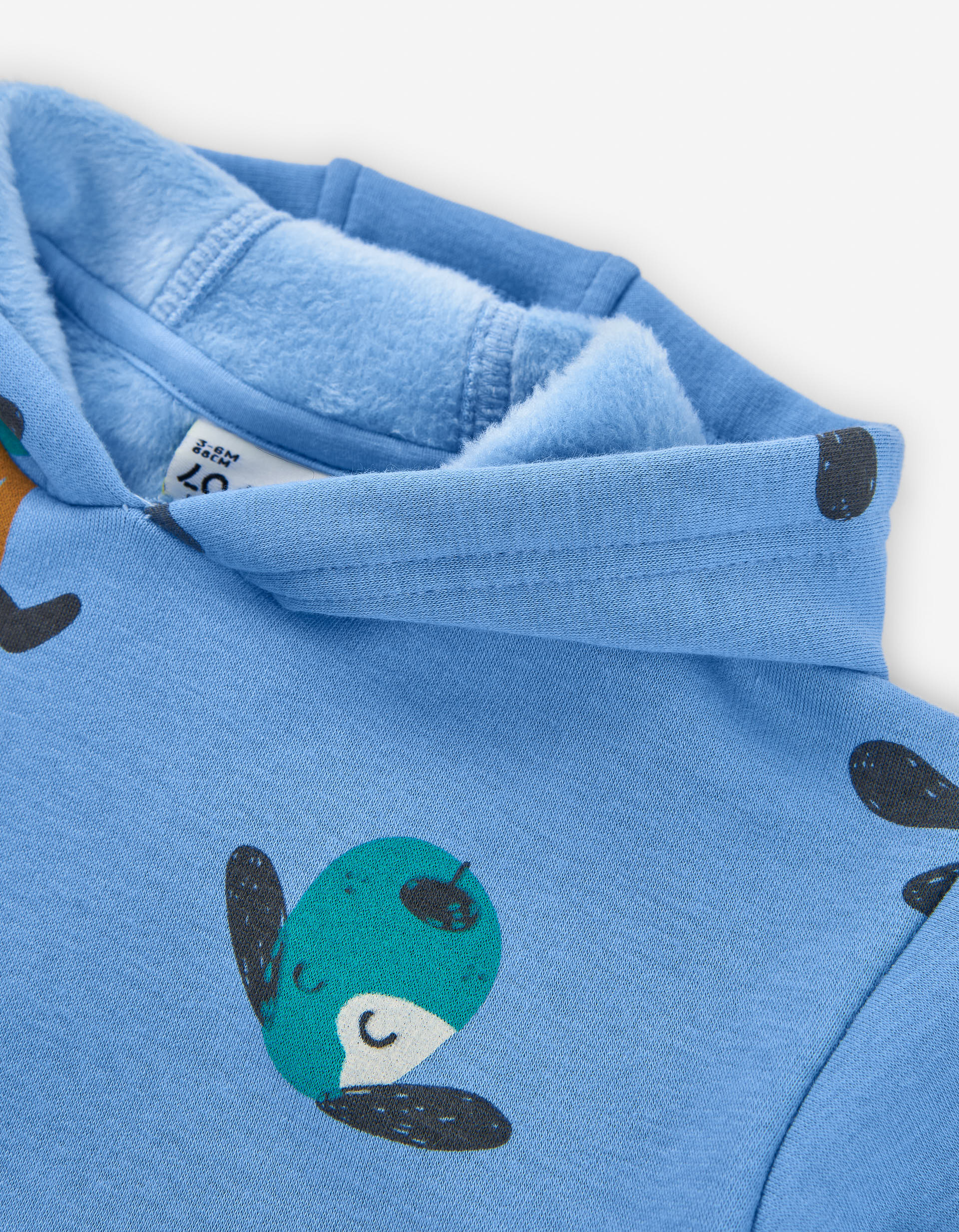 Hooded sweatshirt with plush lining for baby boys, blue