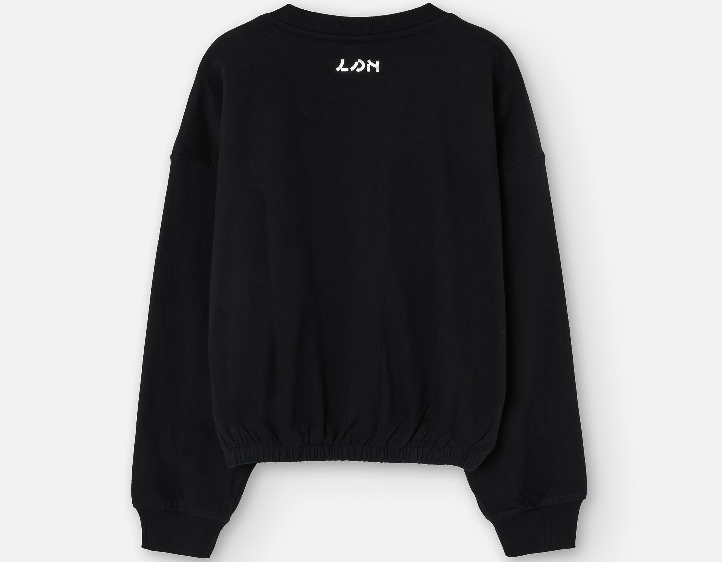 Brushed sweatshirt with front print with studs for girls, black