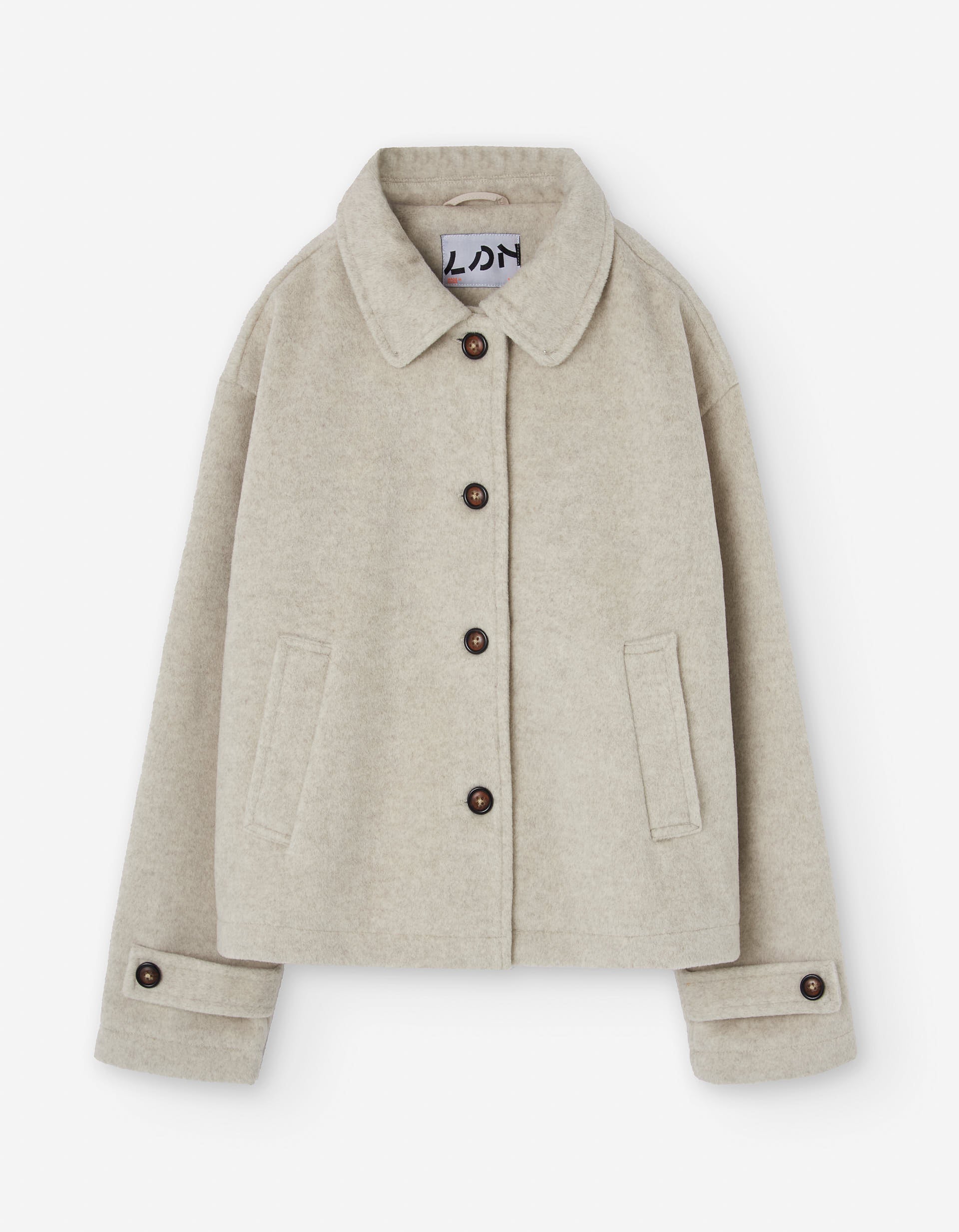 Wool effect jacket with pockets for girls, light beige