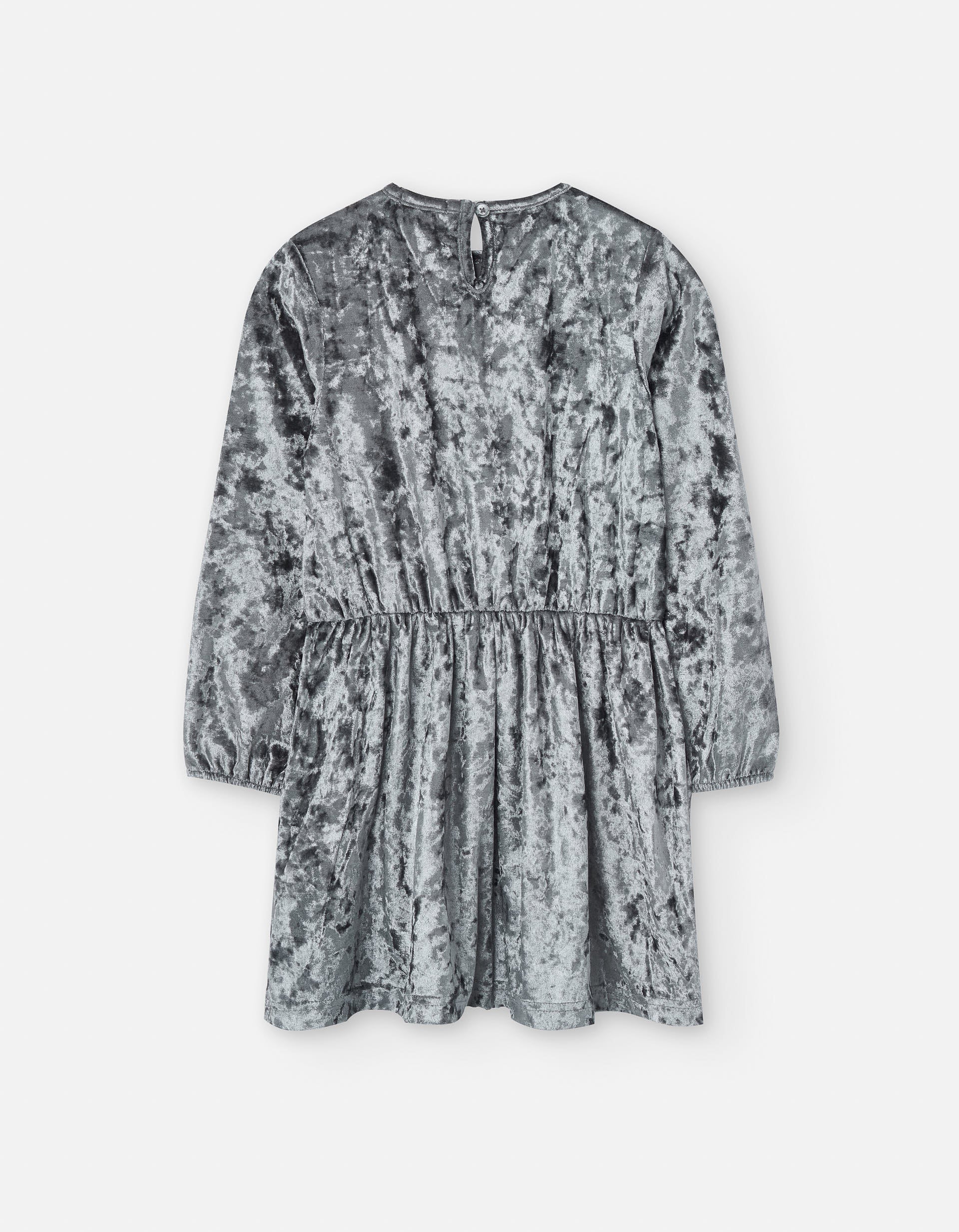 Long sleeve velvet dress with bow for girls, grey