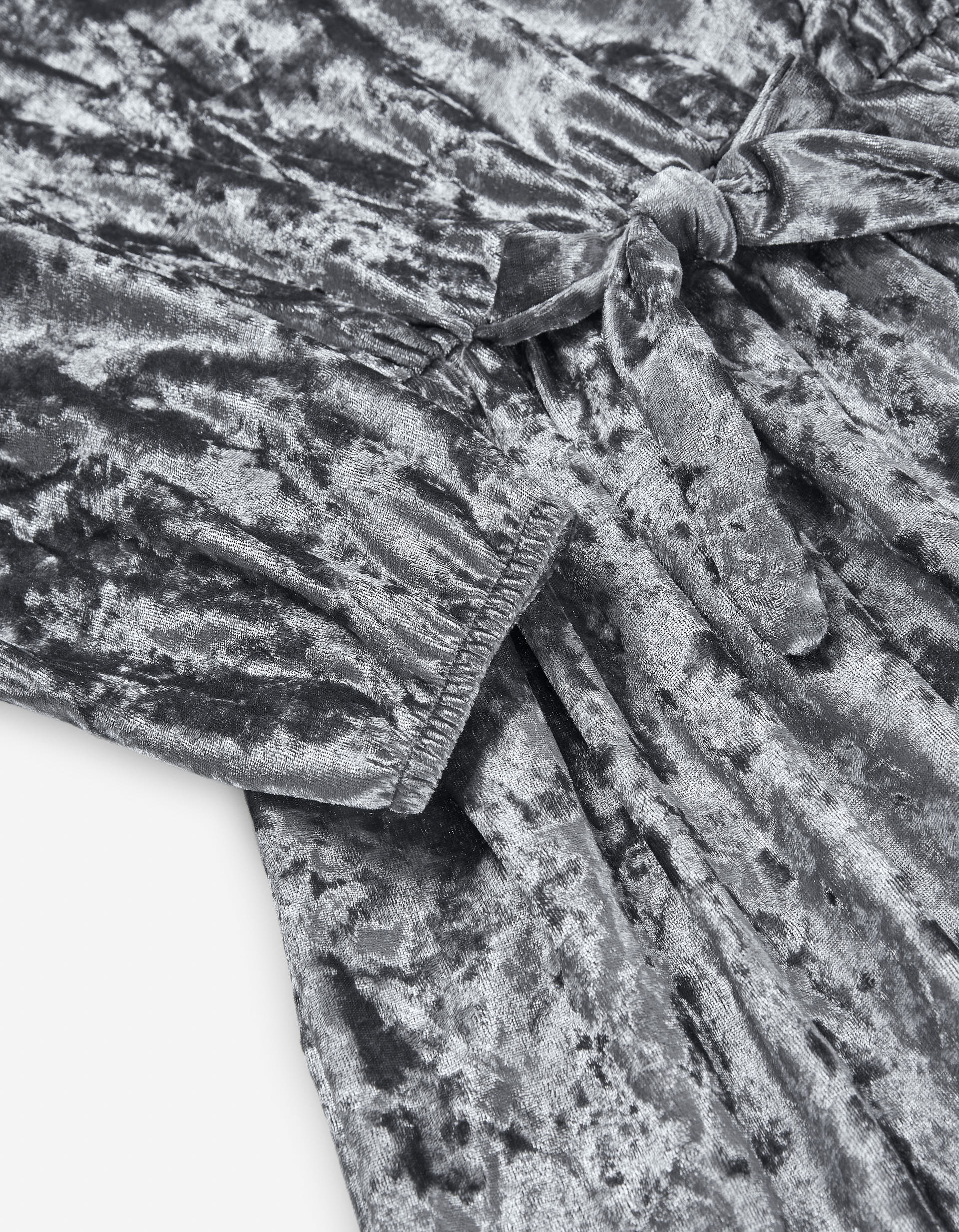 Long sleeve velvet dress with bow for girls, grey