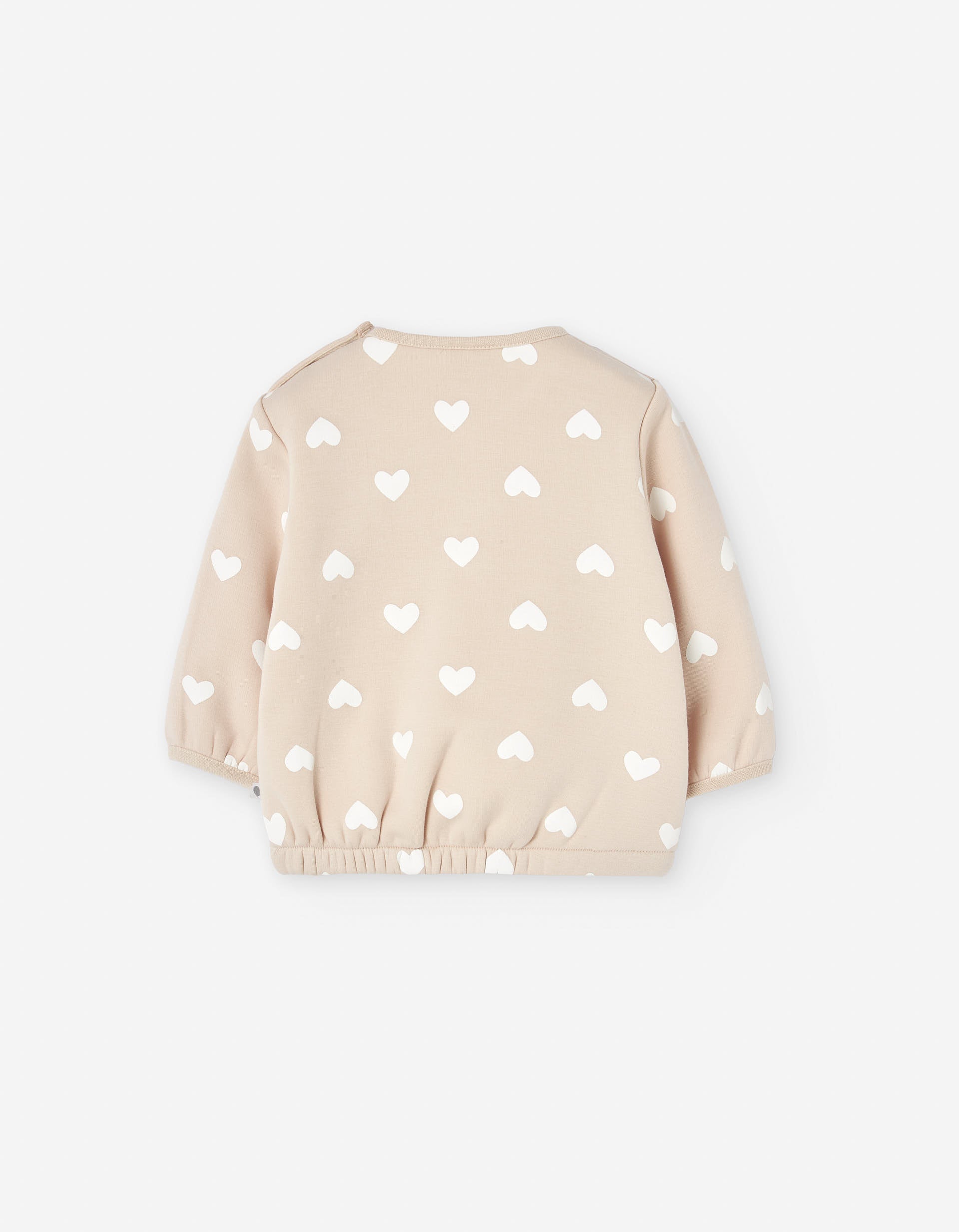 Sweatshirt with plush lining and heart motif for baby girls, beige