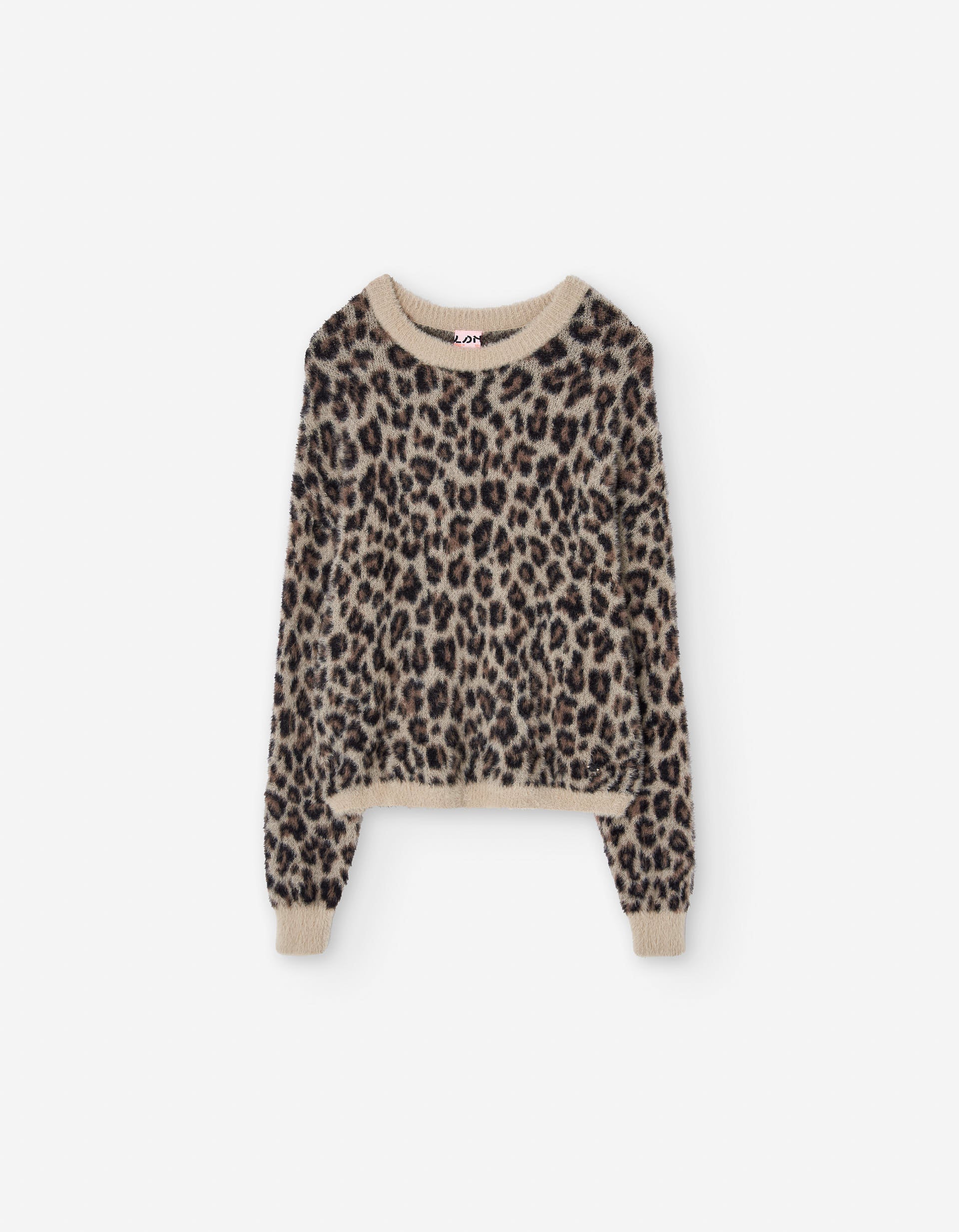 Knitted jumper with leopard print in jacquard for girls, multicolour