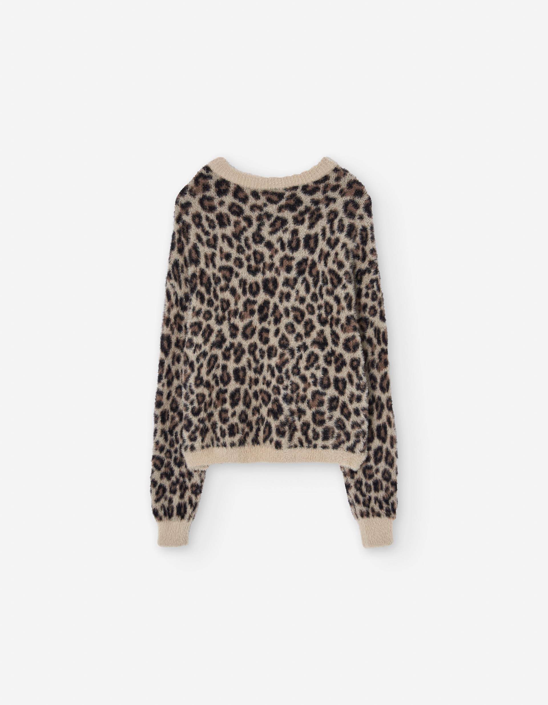 Knitted jumper with leopard print in jacquard for girls, multicolour