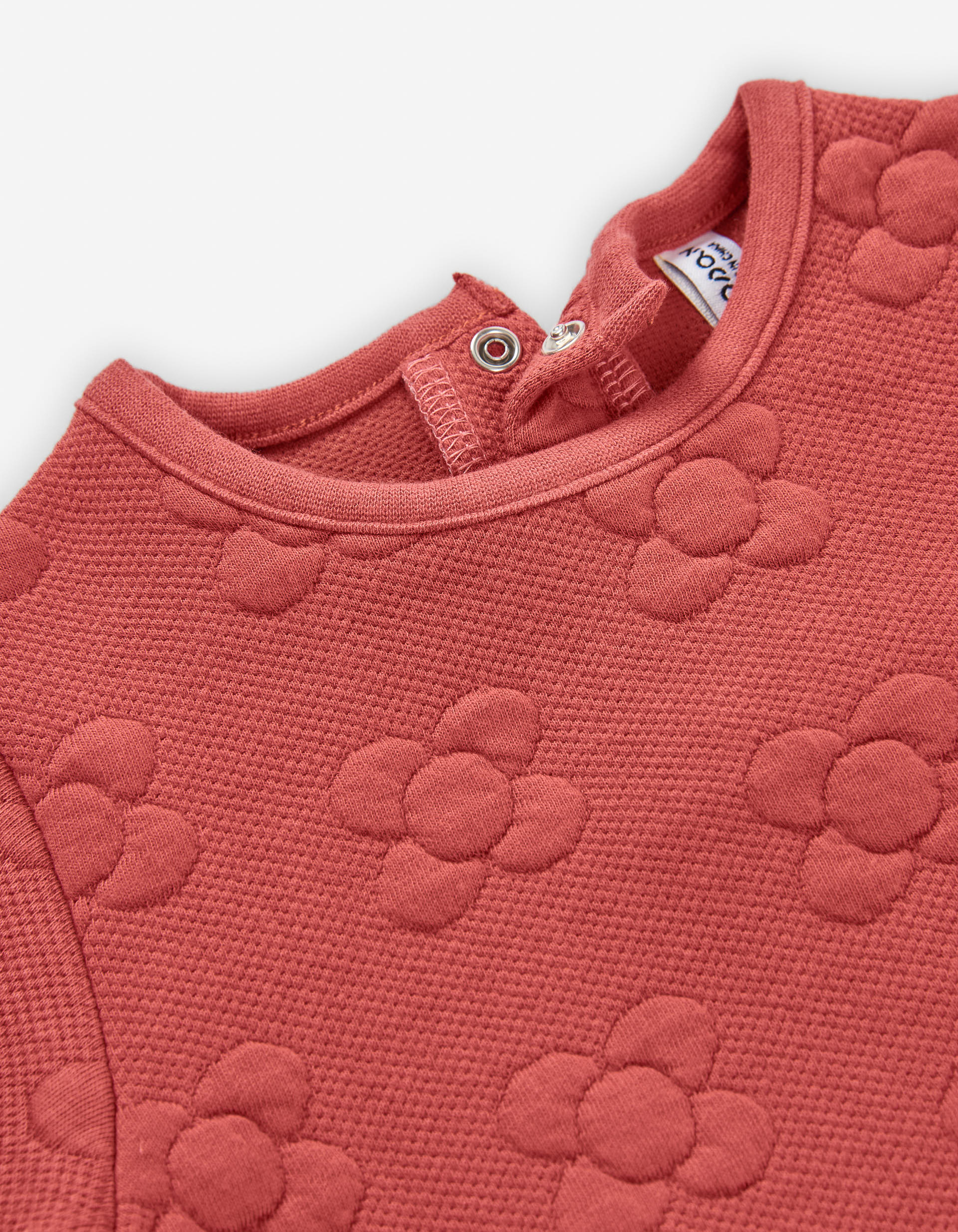 Long sleeve dress in quilted interlock for baby girls, red