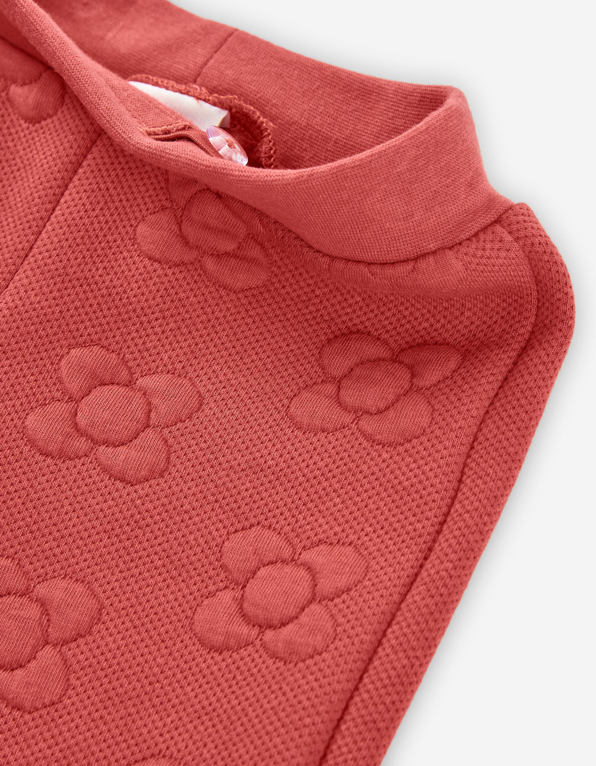 Joggers in quilted interlock with flowers for baby girls, red