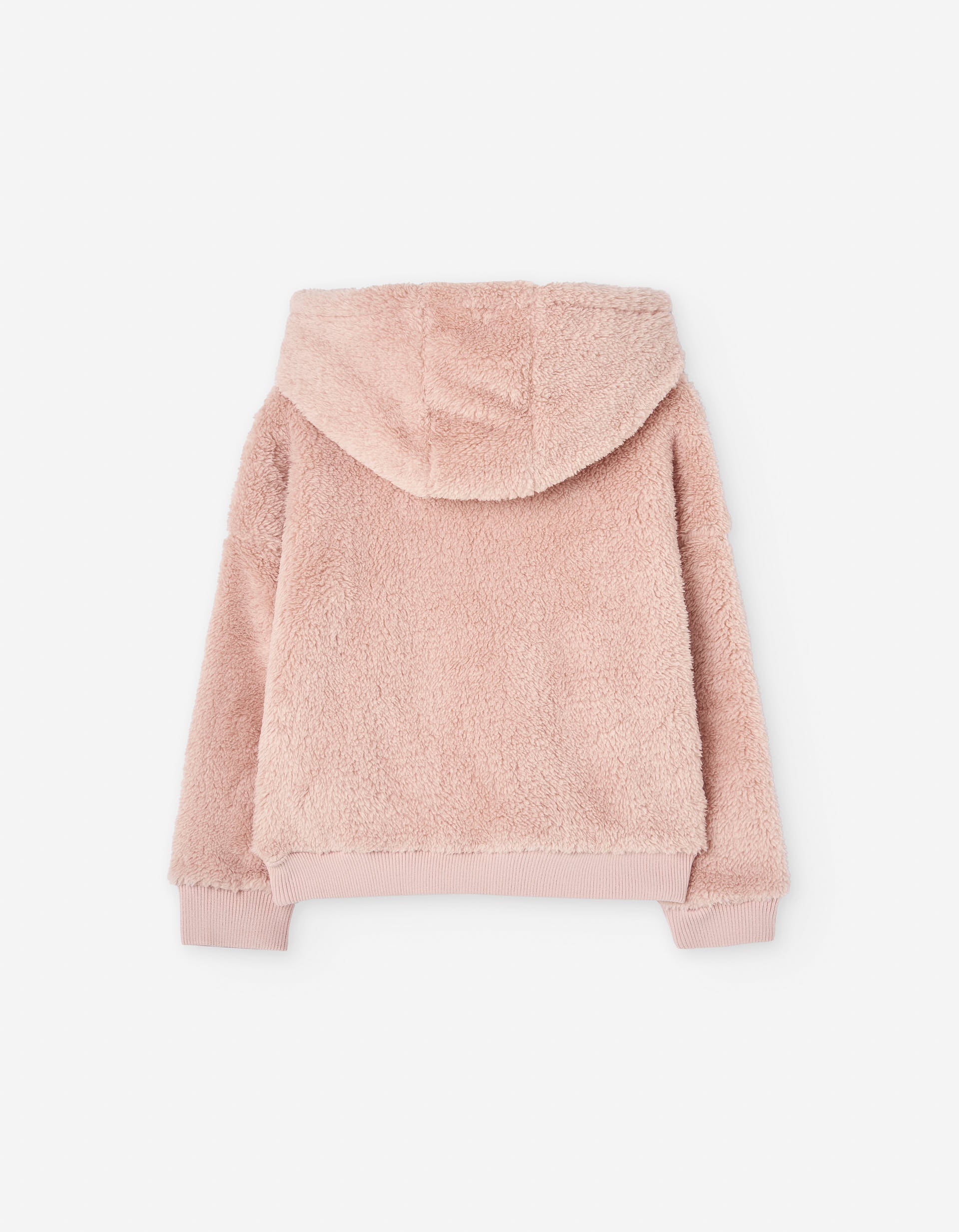 Faux fur hoodie with bunny appliqué for girls, light pink