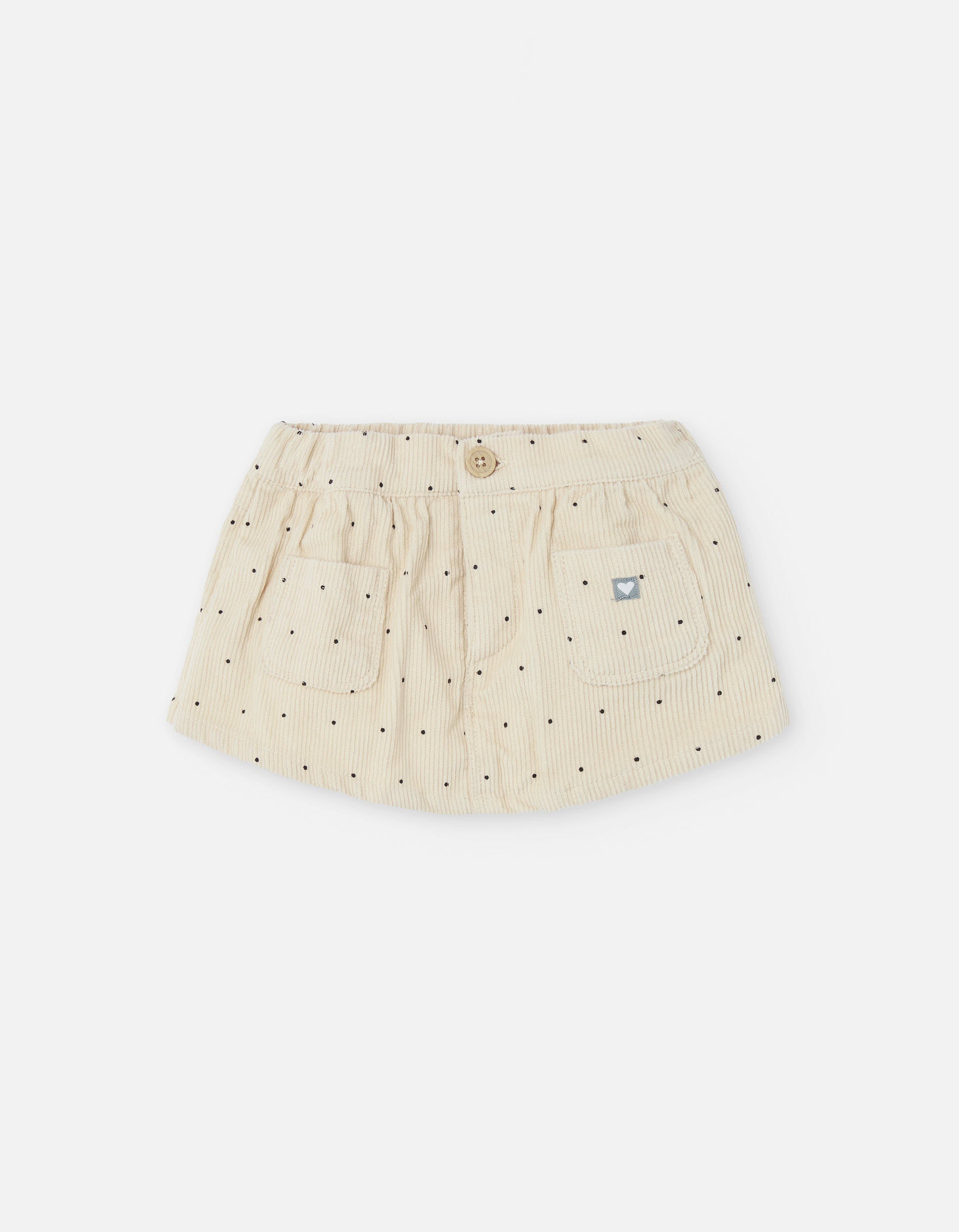 Corduroy skort with polka dot pattern for baby girls, beige
