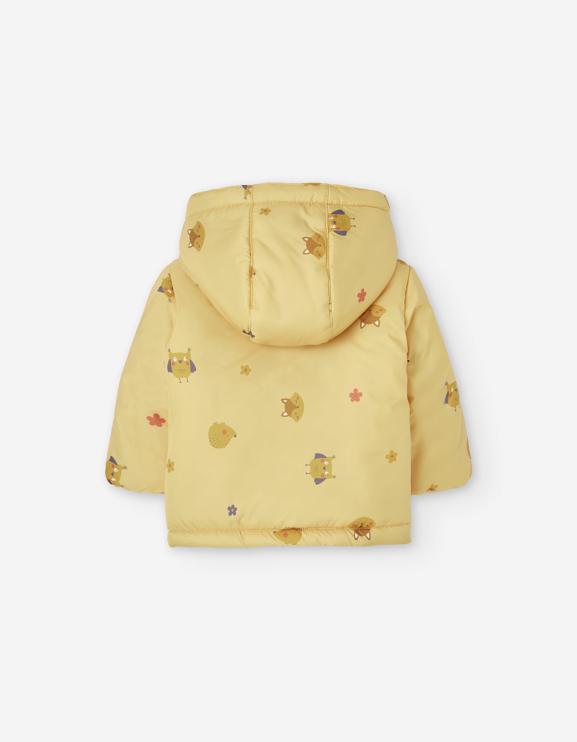 Casaco acolchoado com capuz e forro polar para bebé menina, amarelo