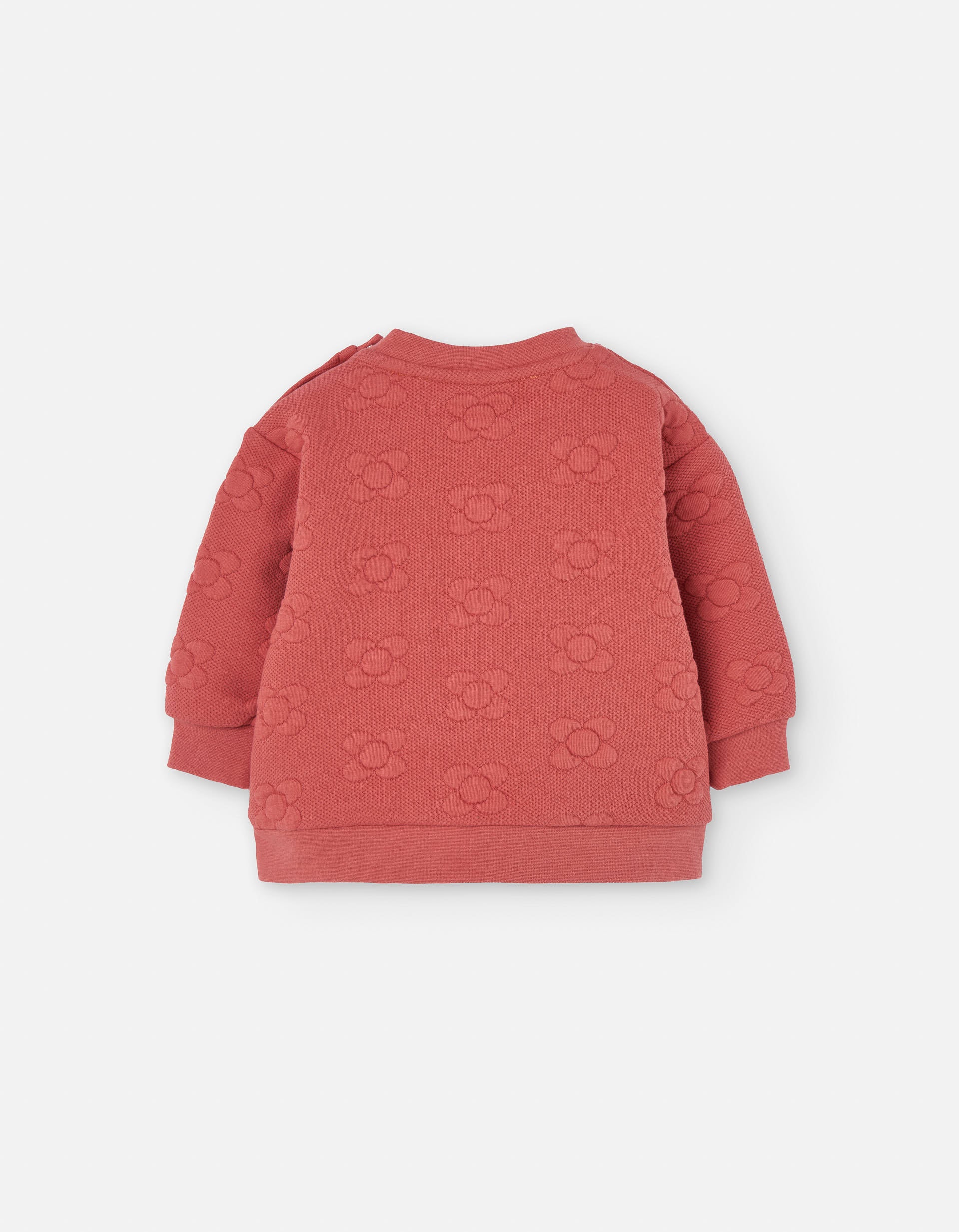 Sweatshirt in quilted interlock with flowers for baby girls, red