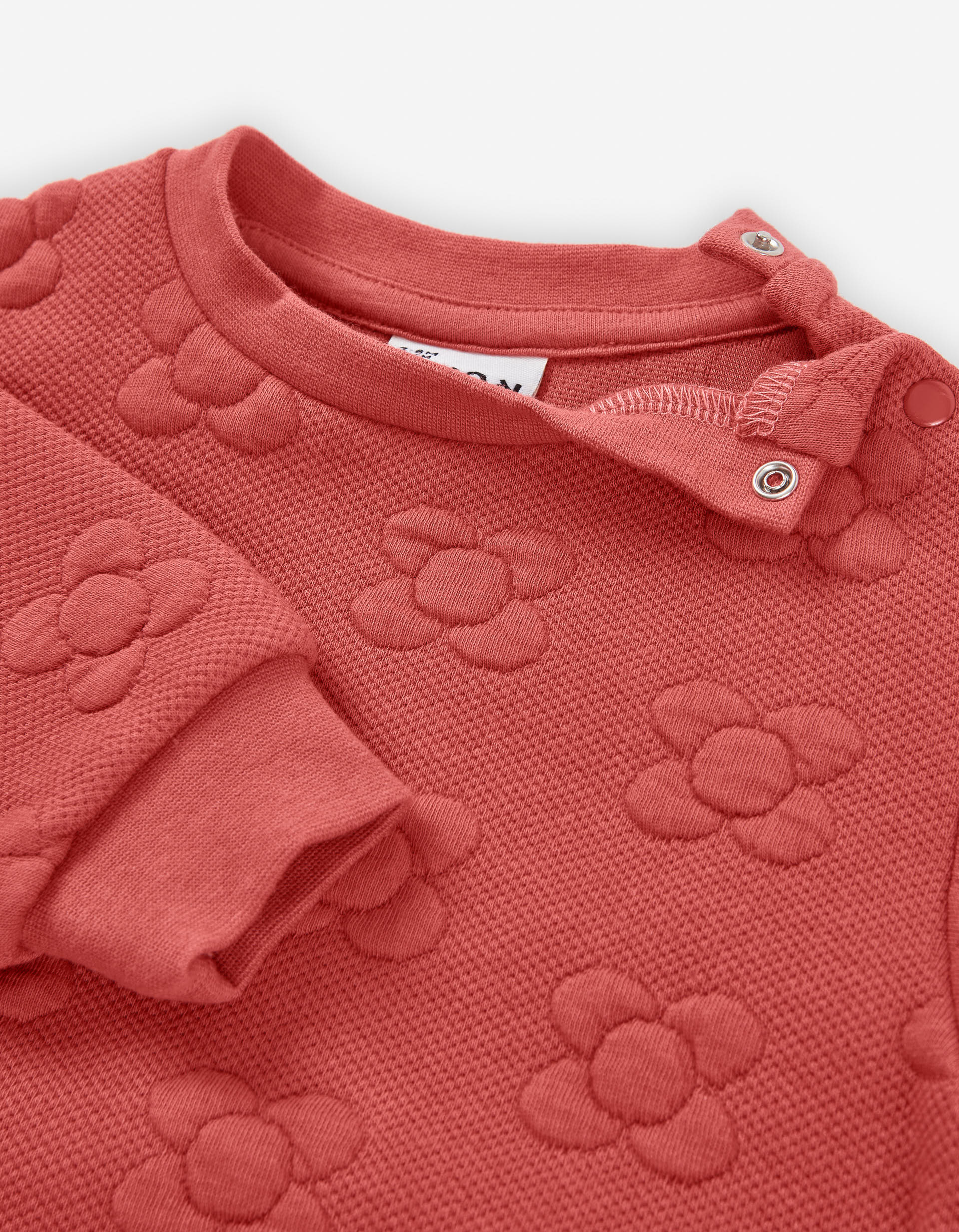 Sweatshirt in quilted interlock with flowers for baby girls, red