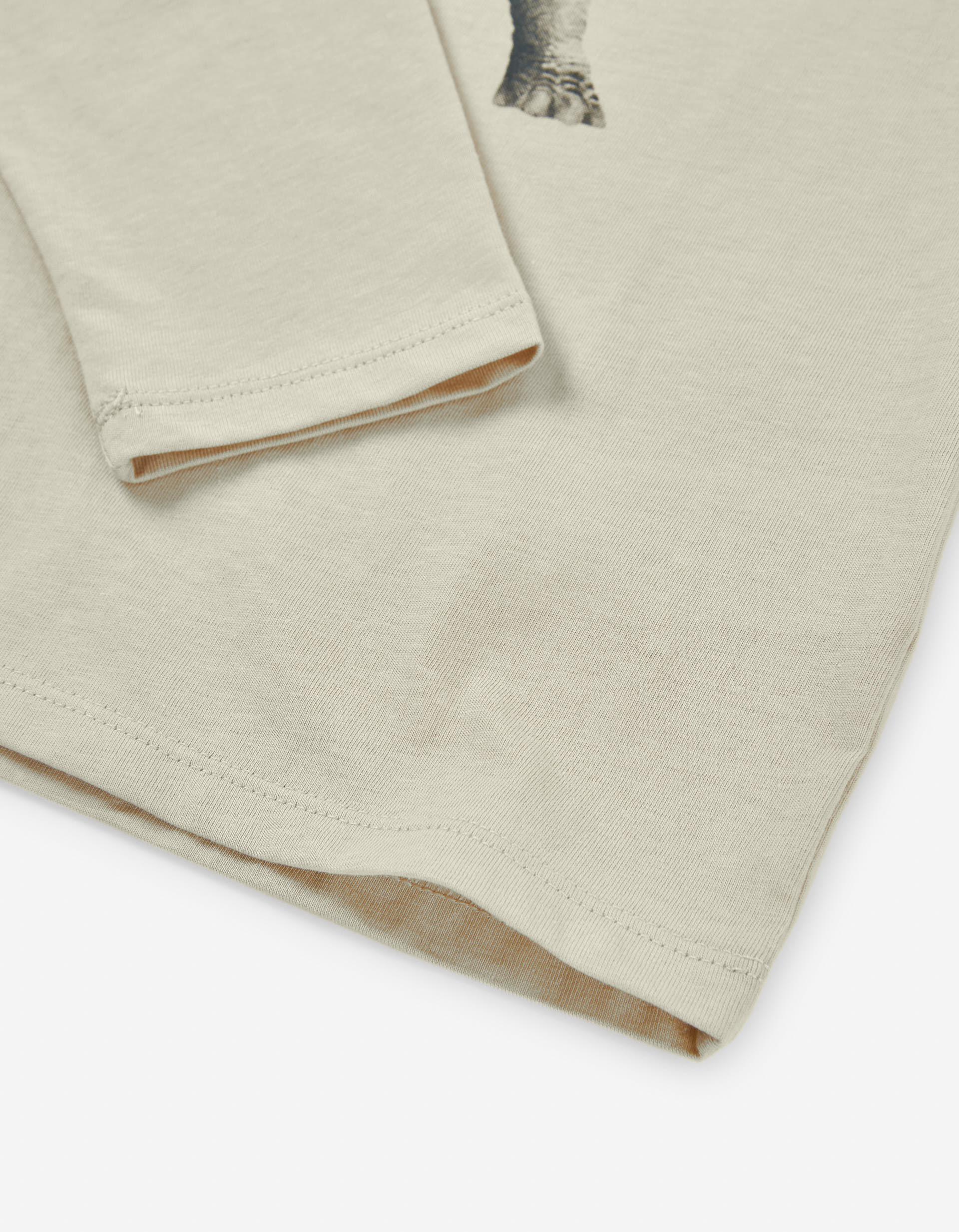 T-shirt de algodão com dinossauro estampado para menino, bege-claro