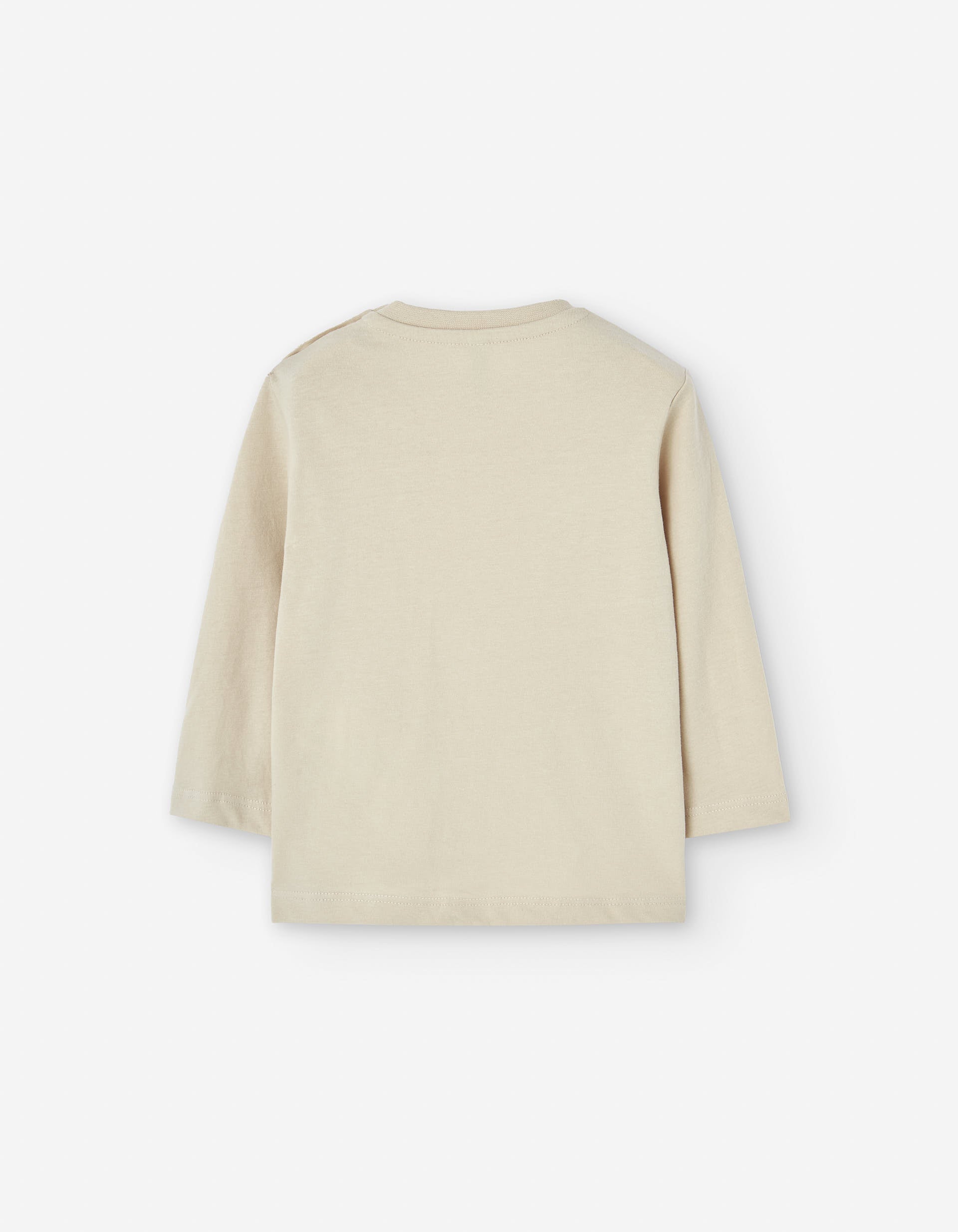 Long sleeve cotton T-shirt with dog print for baby boys, beige