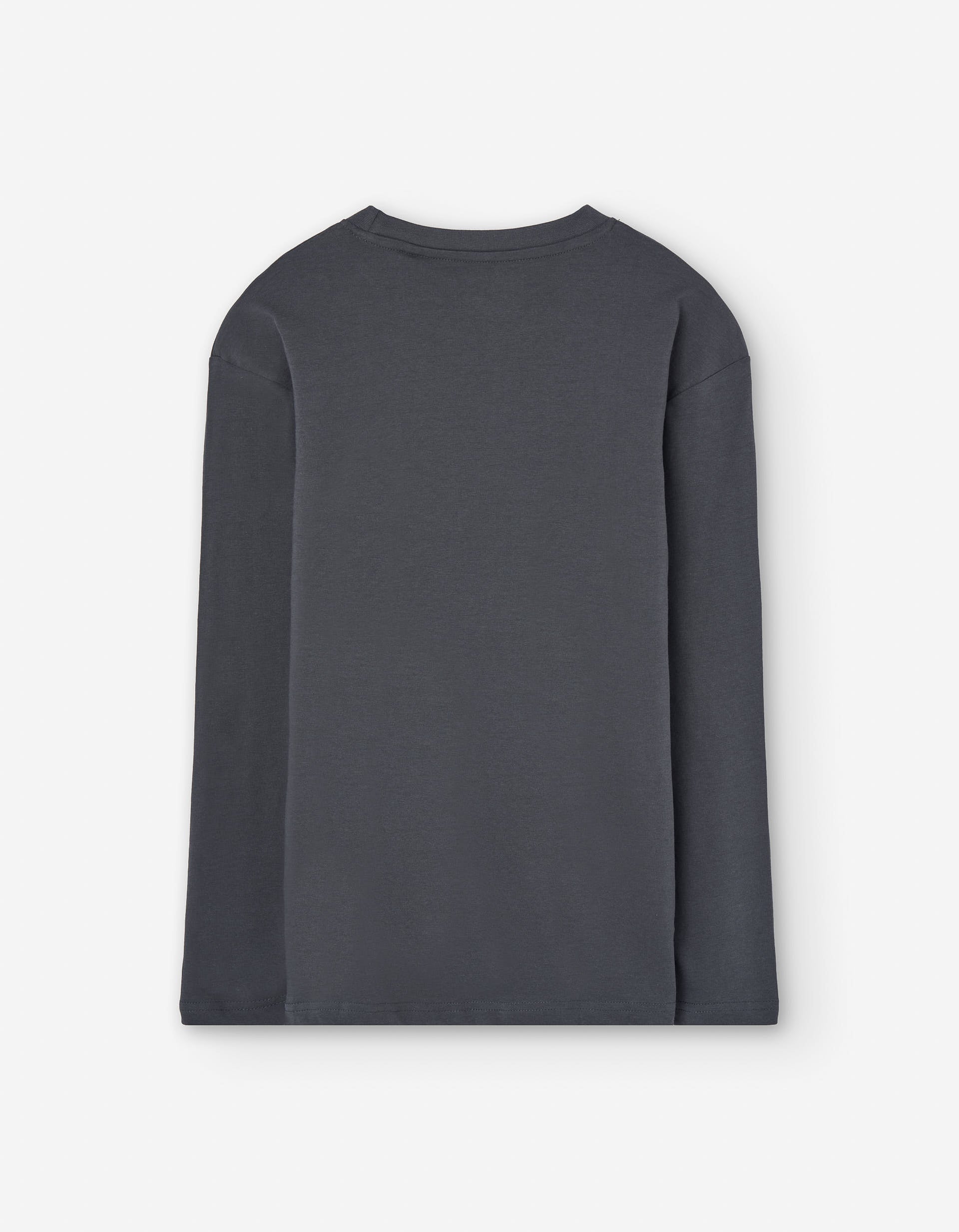 Long sleeve cotton T-shirt with Snowboard print for boys, dark grey