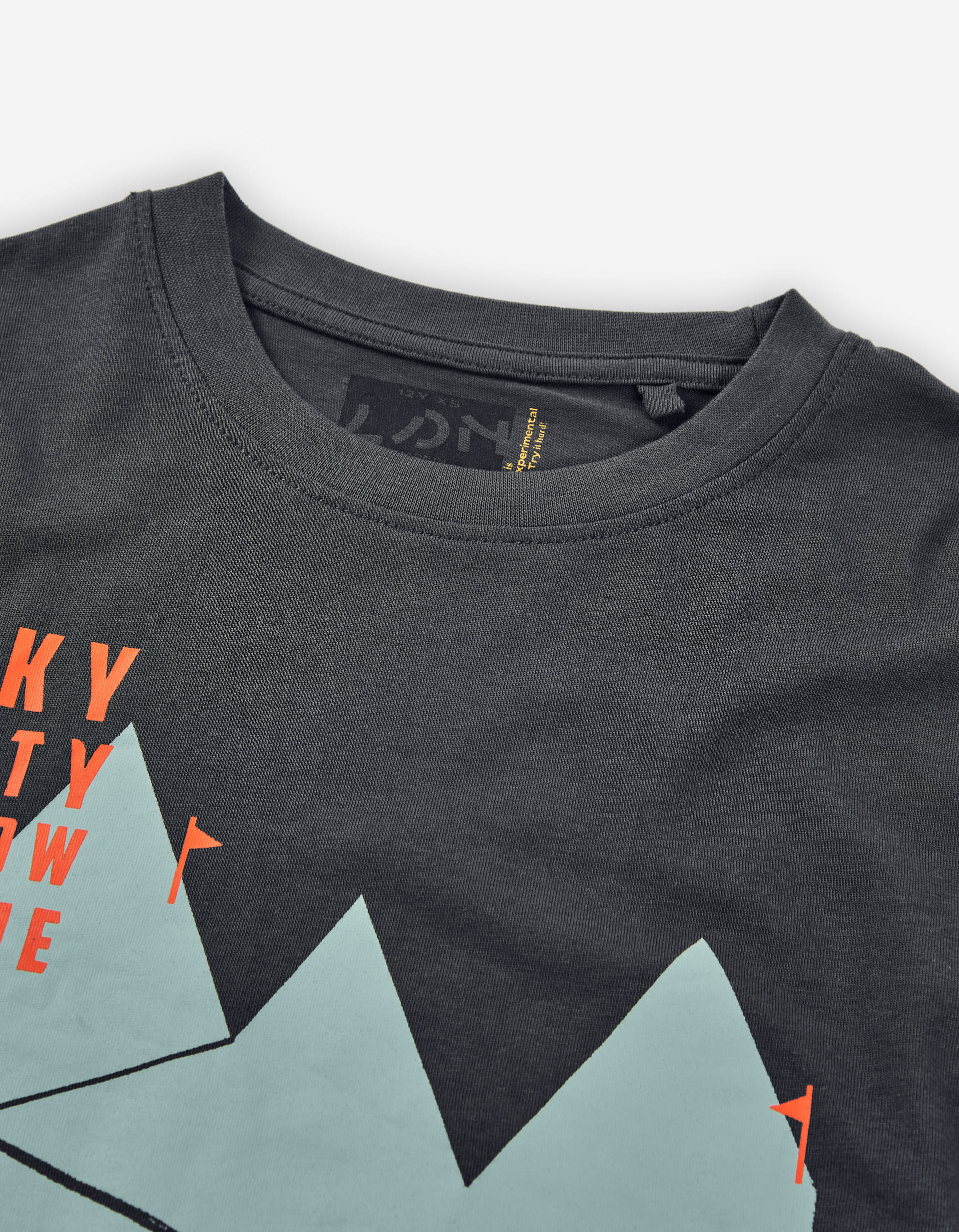 Long sleeve cotton T-shirt with Snowboard print for boys, dark grey