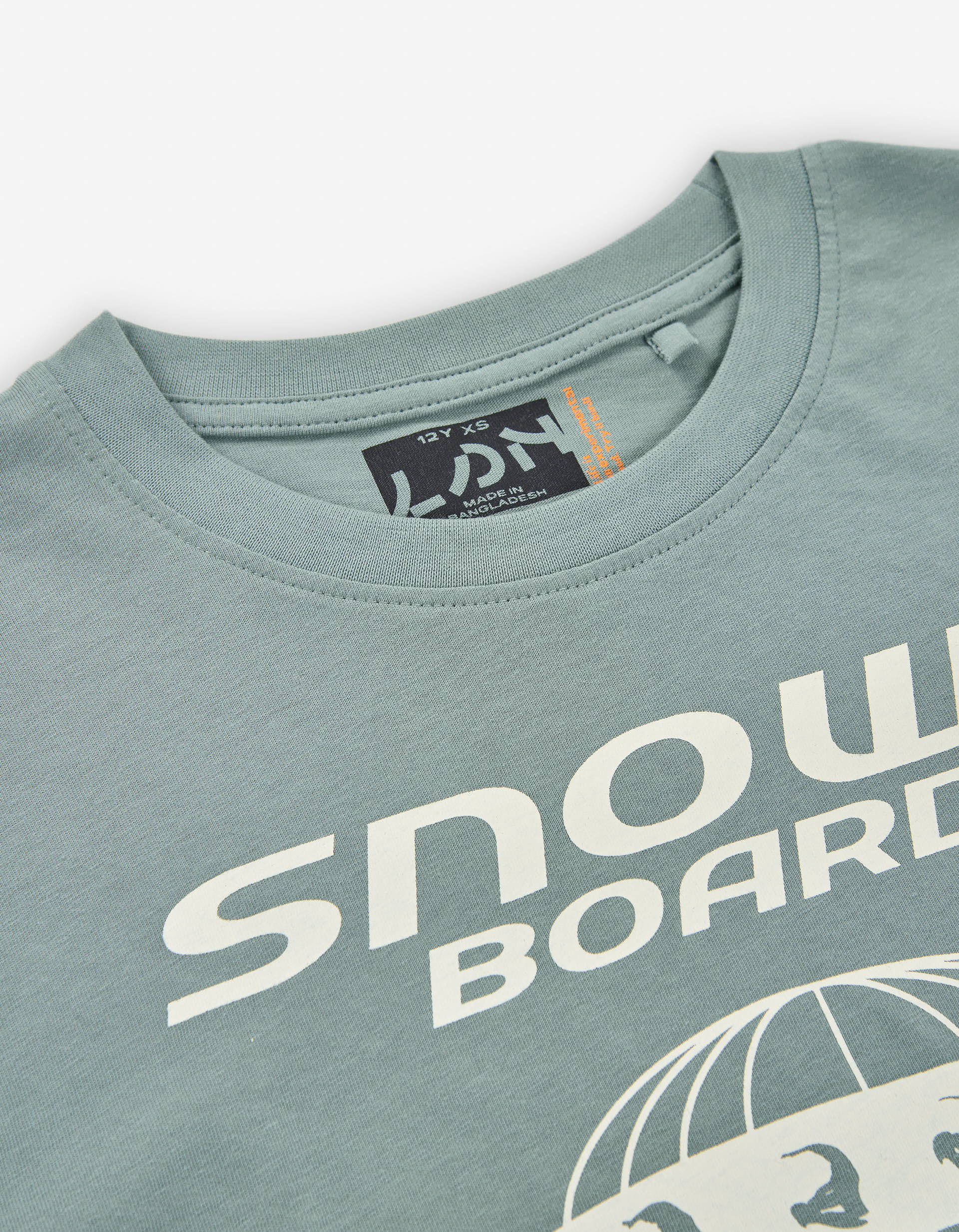 Long sleeve cotton T-shirt with Snowboarding print for boys, grey