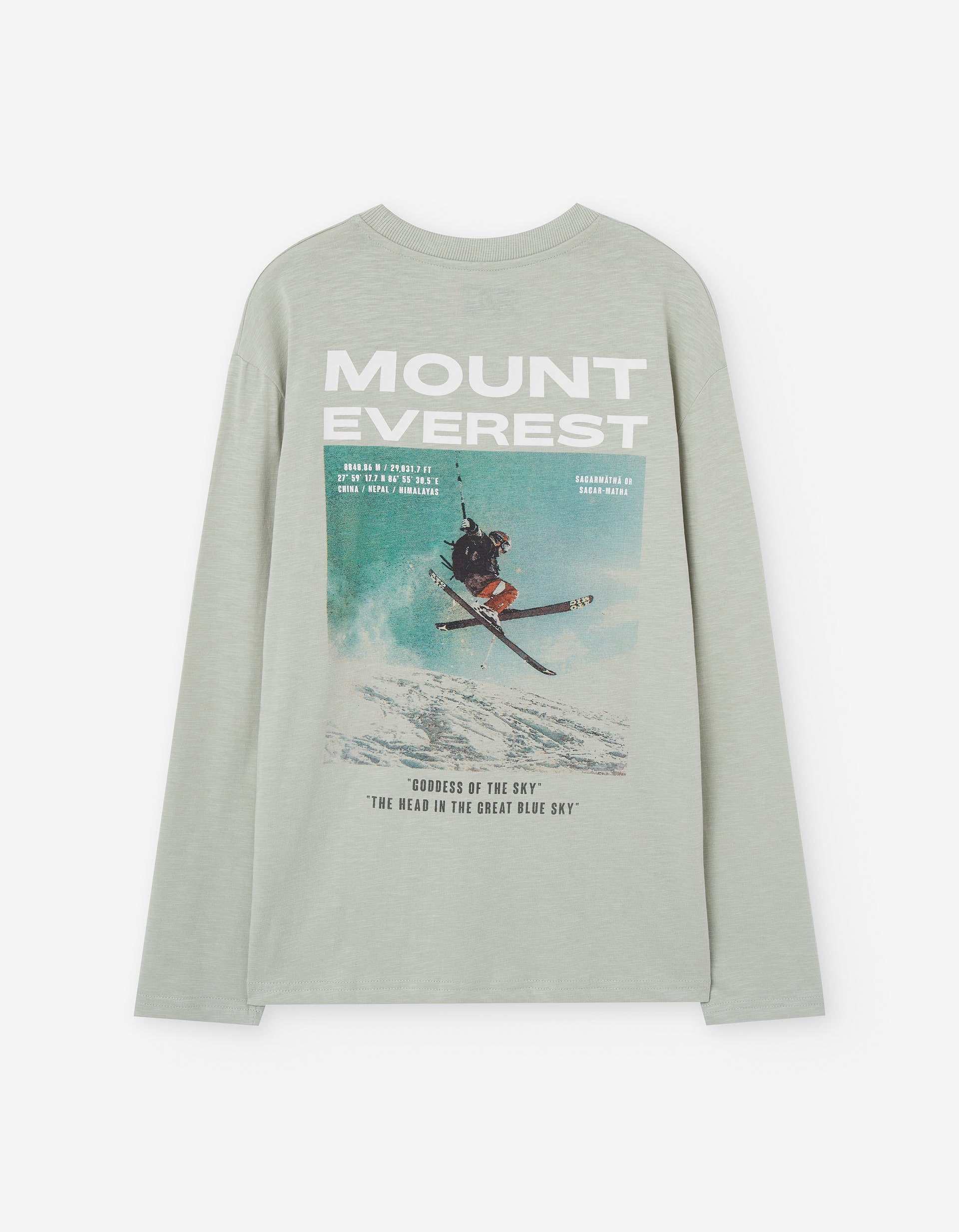 T-shirt de algodão com estampado Mount Everest para menino, cinza