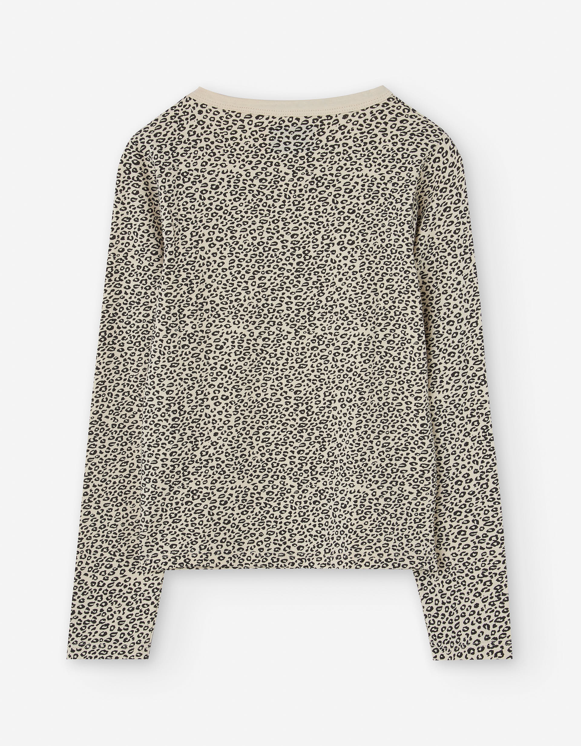 T-shirt en coton à manches longues et imprimé léopard pour fille, beige
