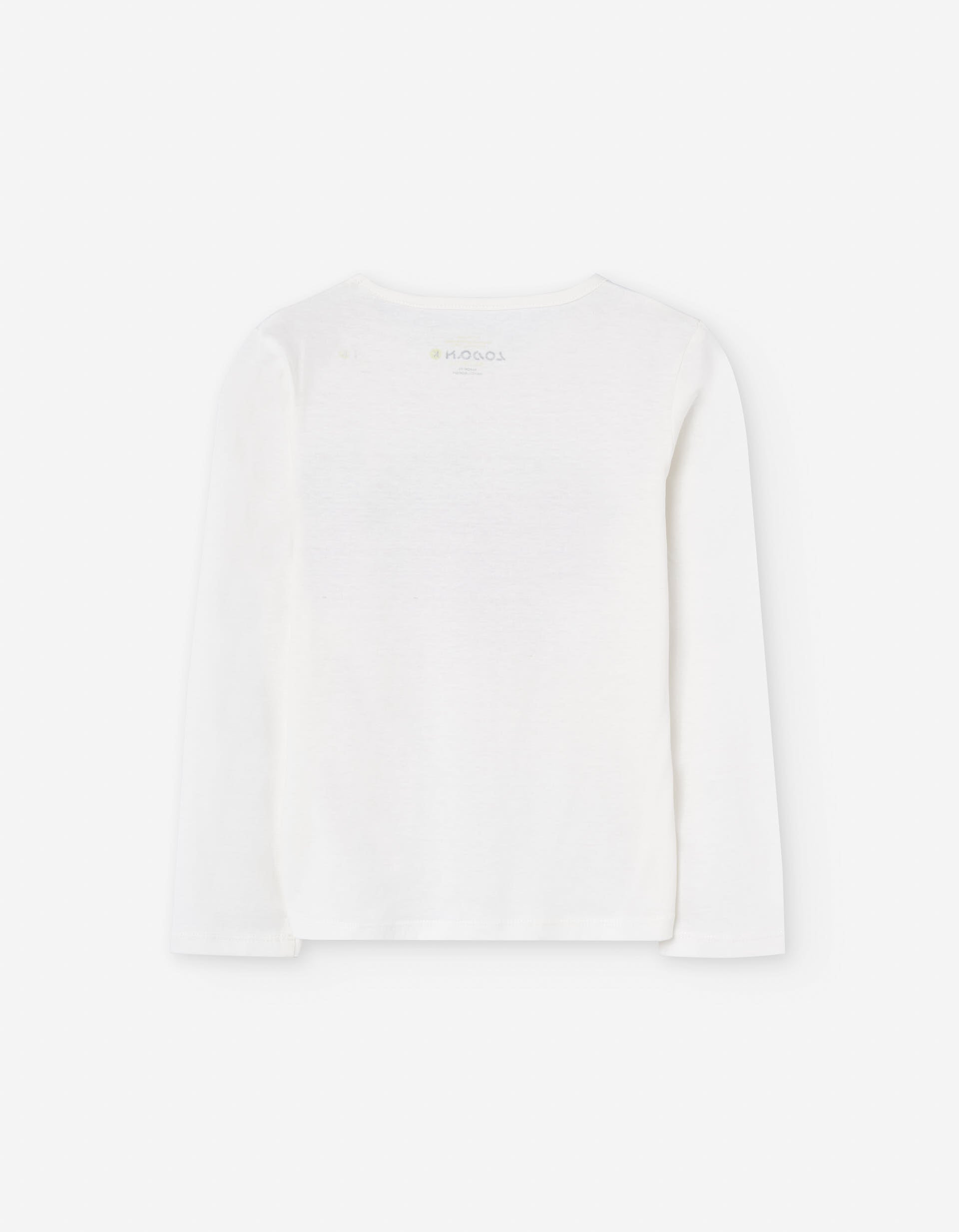 Long sleeve cotton T-shirt with 'New York' print for girls, white/red