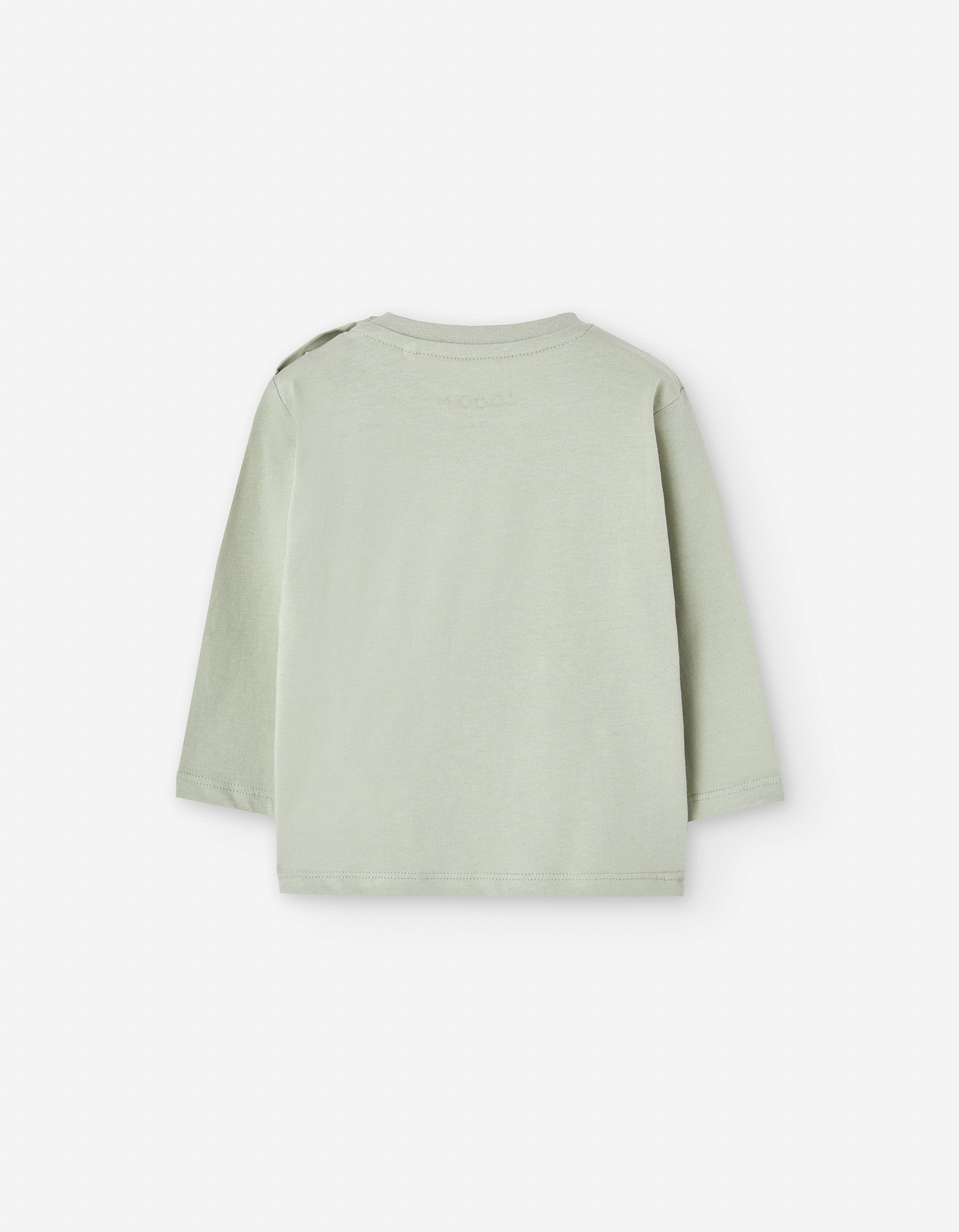 Long sleeve cotton T-shirt with hippopotamus print for baby boys, grey