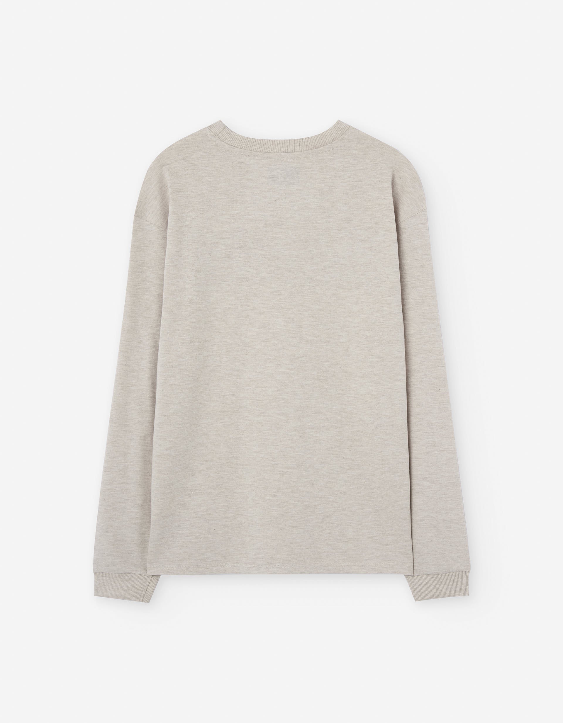 Long sleeve cotton T-shirt with Ski embossed print for boys, beige