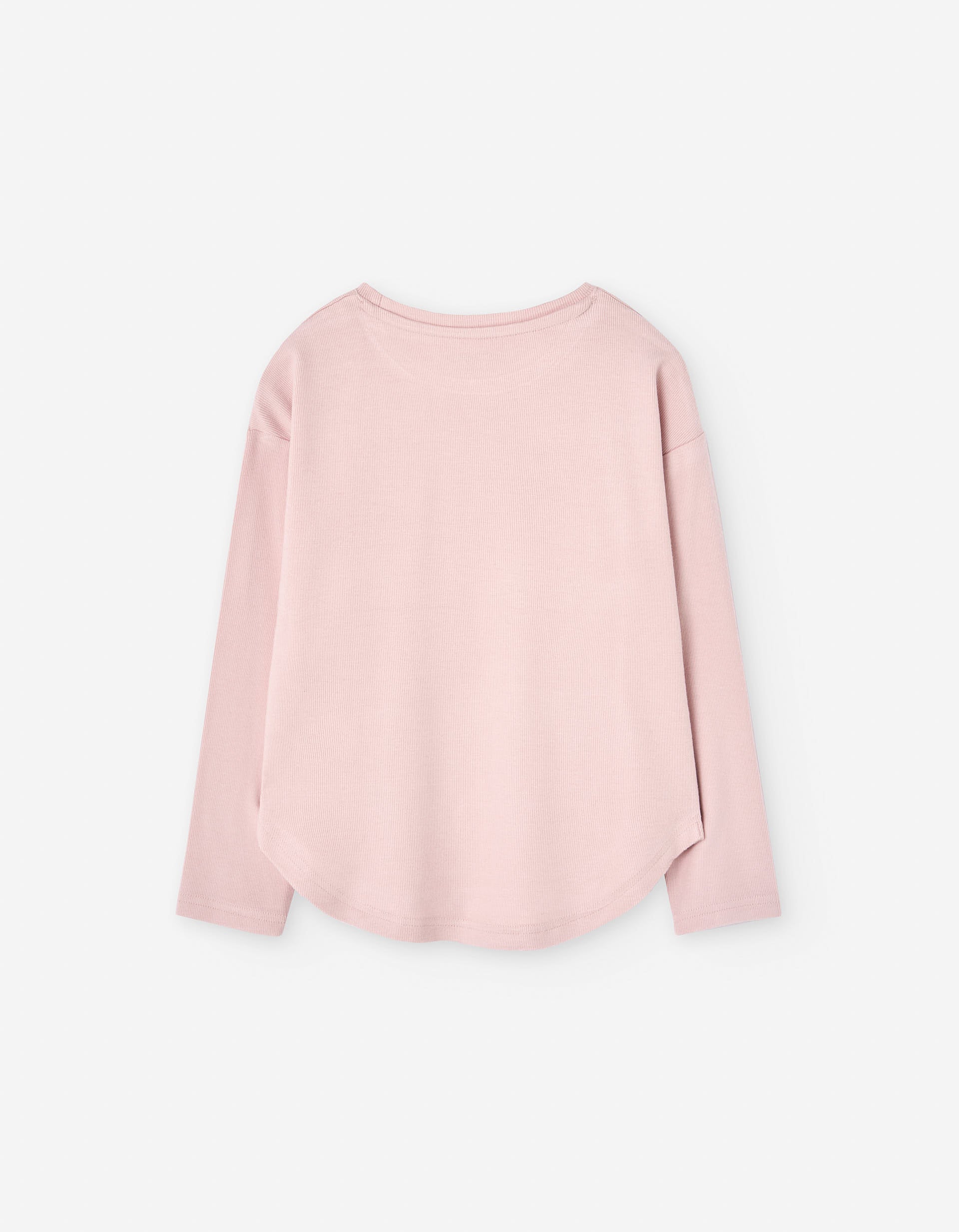 Long sleeve T-shirt with cat print for girls, light pink
