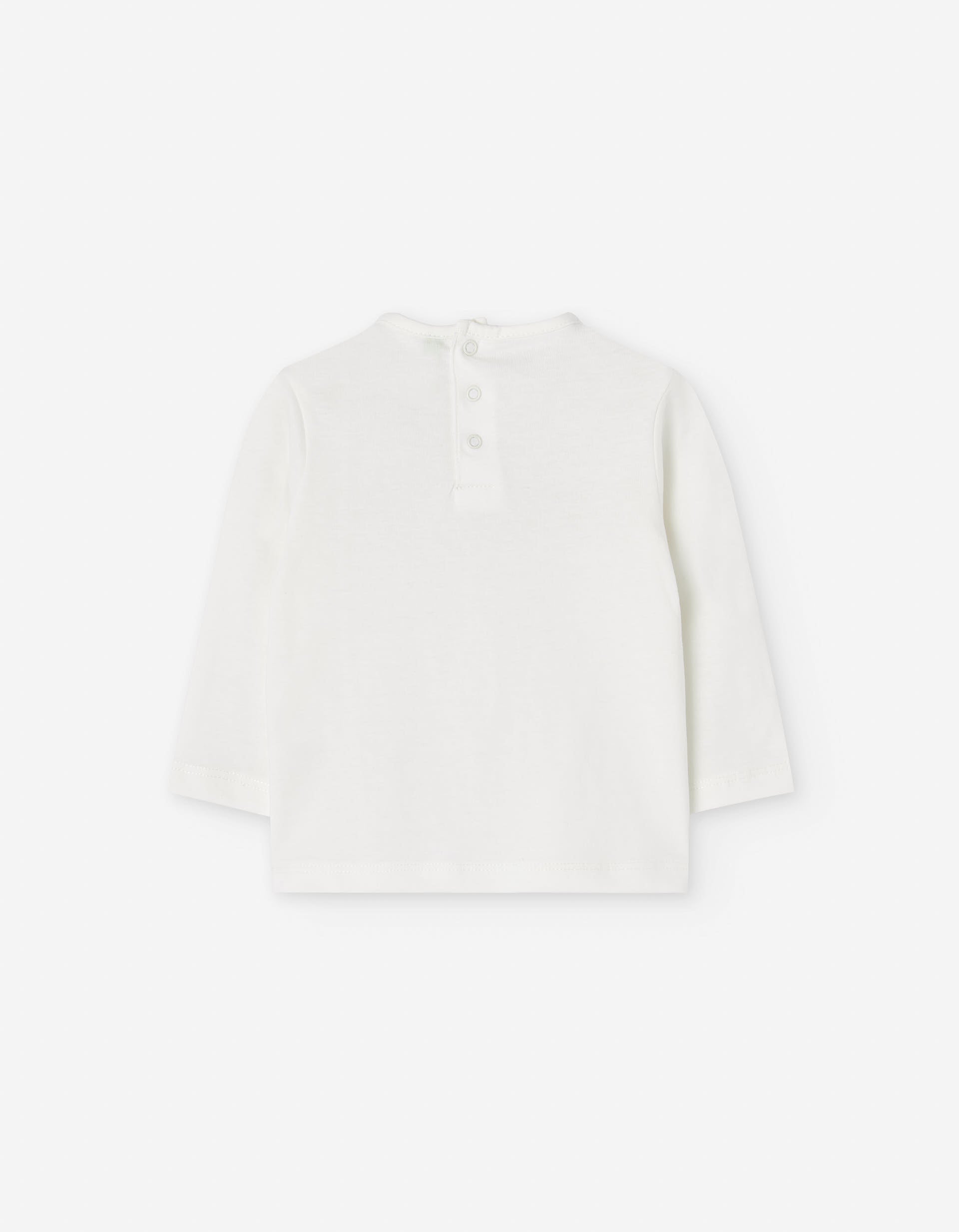 Long sleeve cotton T-shirt 'woods group' print for baby girls, white