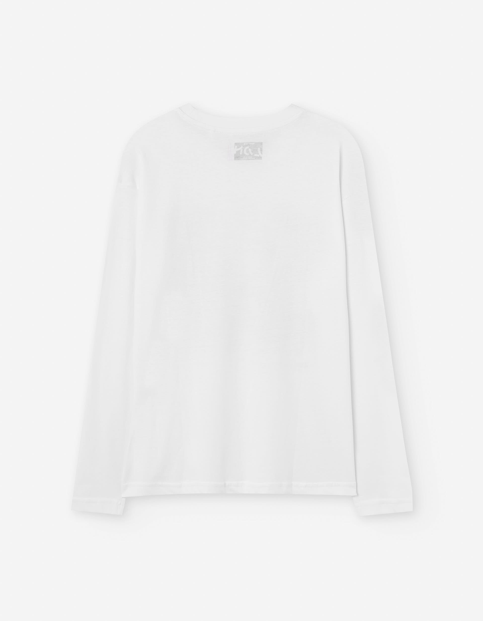 Long sleeve cotton T-shirt with front print for boys, white