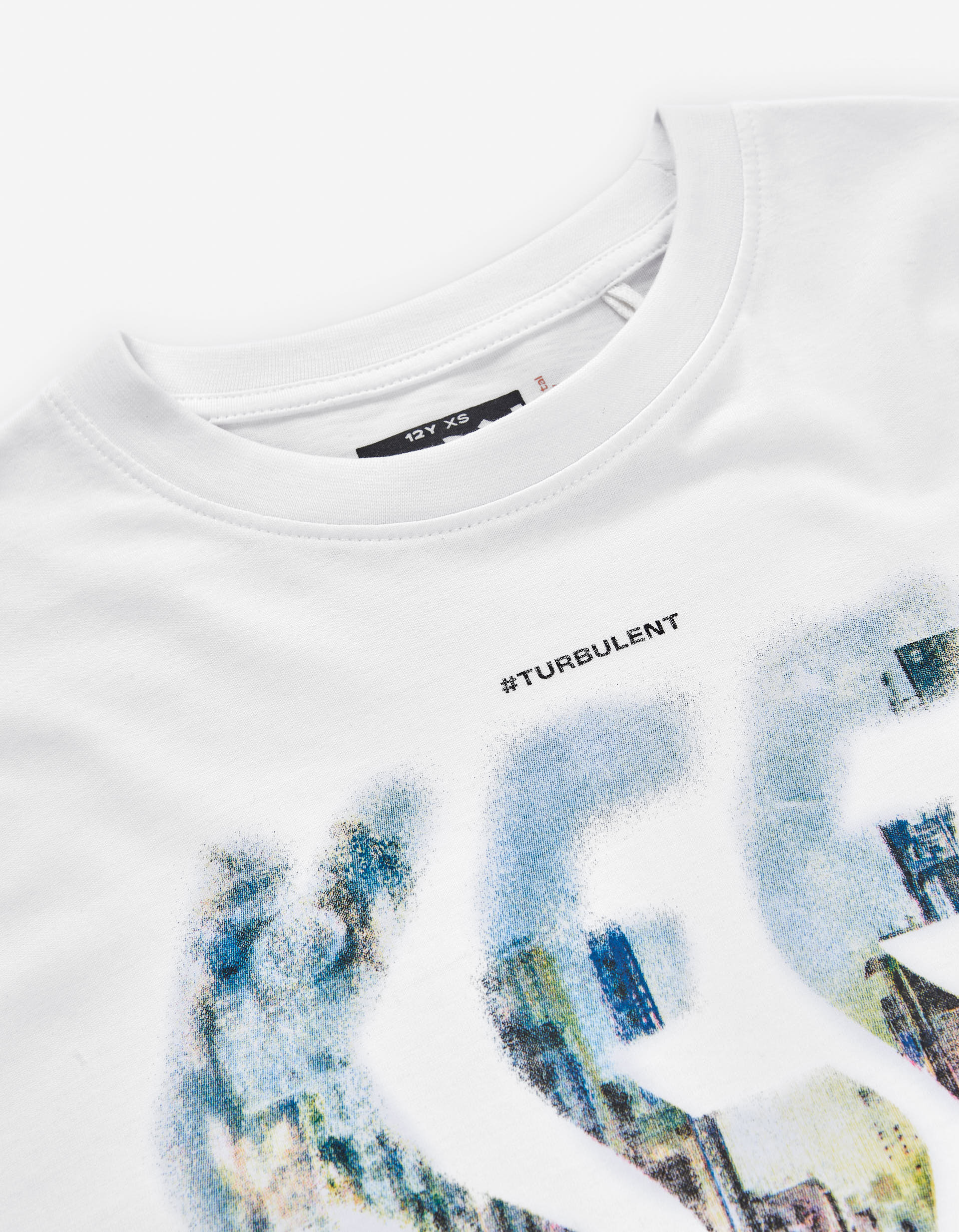 Long sleeve cotton T-shirt with front print for boys, white