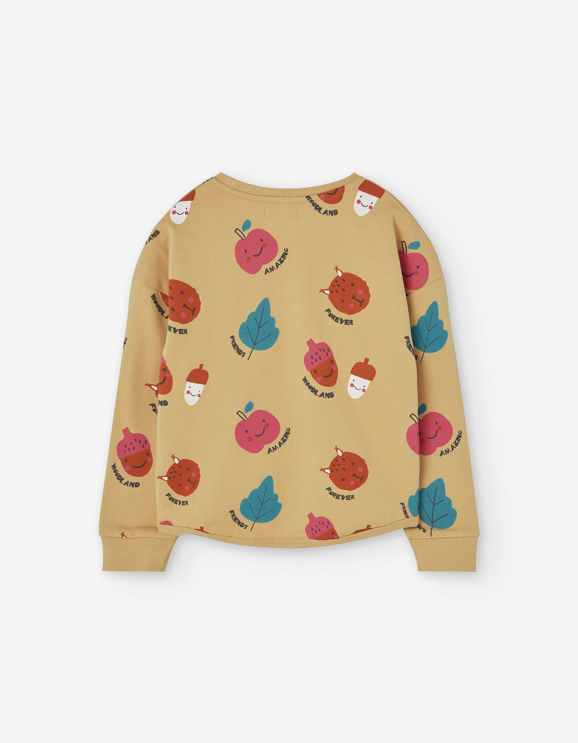 Brushed sweatshirt with forest print for girls, yellow