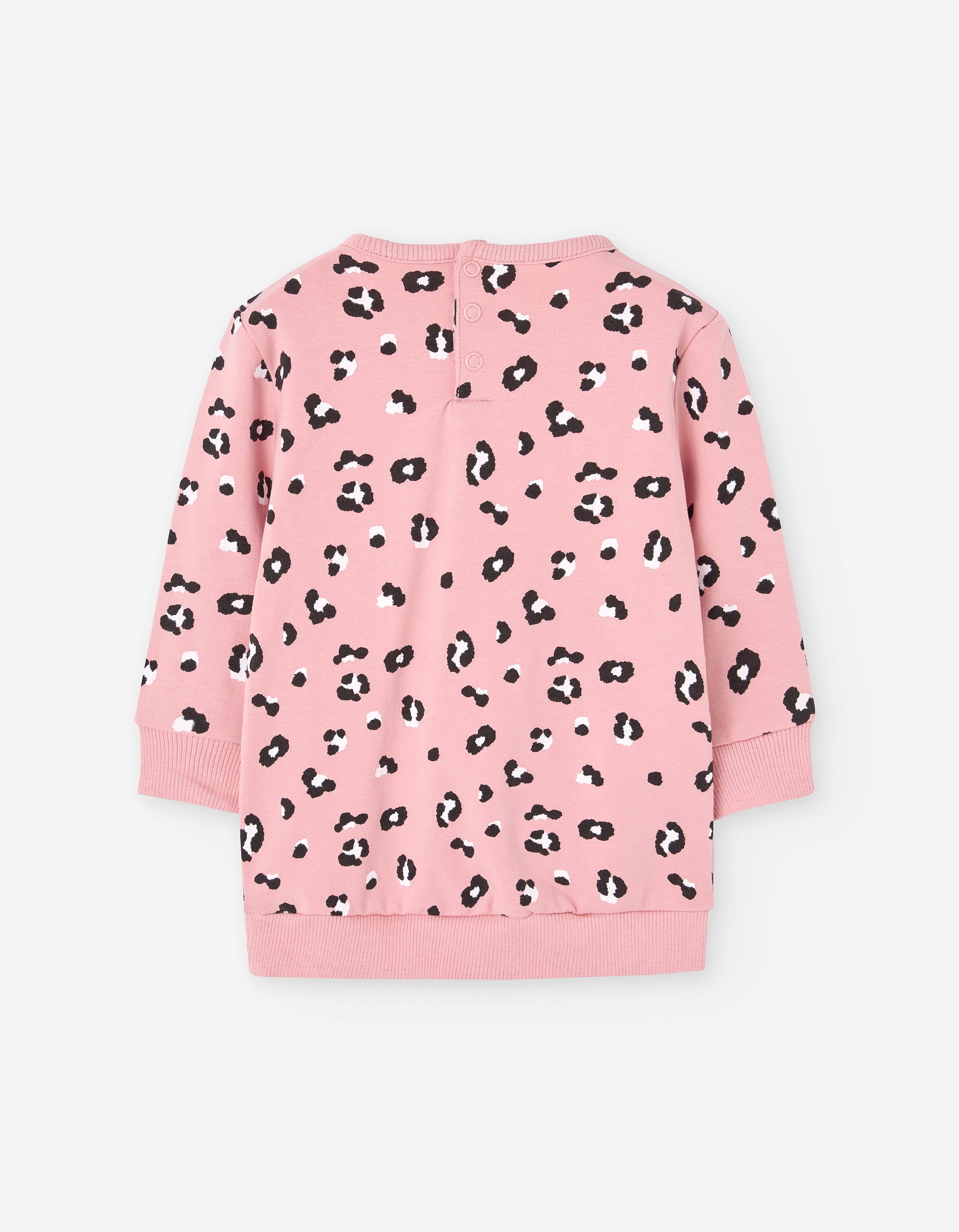 Cotton dress with leopard print for baby girls, pink